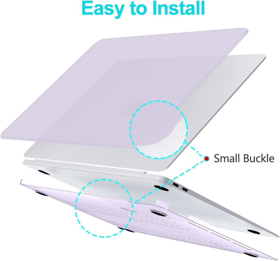 Compatible with MacBook Air 13 inch Case M1, Plastic Laptop Hard Shell, Lavender
