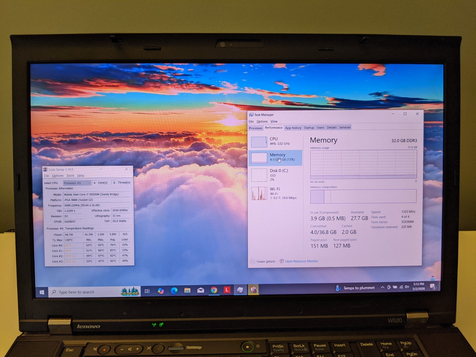 Lenovo ThinkPad W520 15.6” Laptop i7 Extreme 32GB RAM 500GB SSD Win 10 Pro