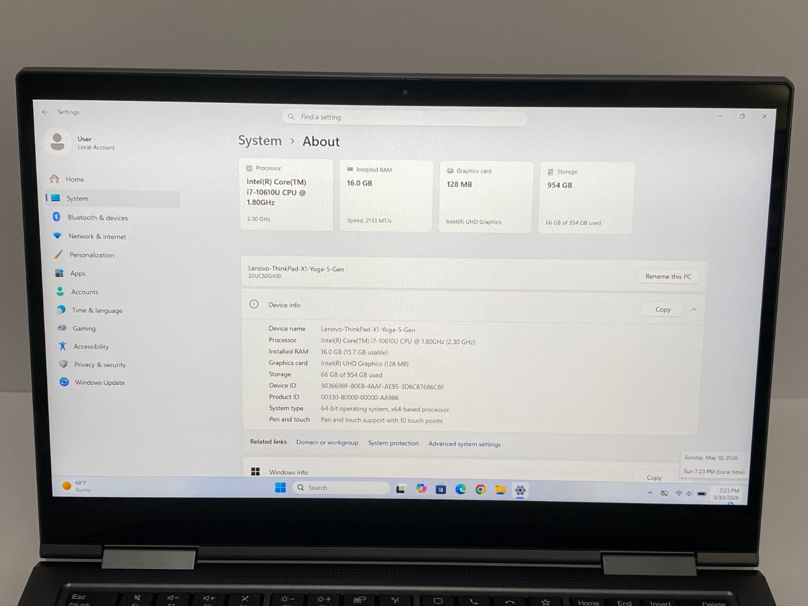Lenovo ThinkPad X1 Yoga Gen5 2-in-1 Touch i7 10610U/1.8Ghz/16GB/1TB A++ Open Box