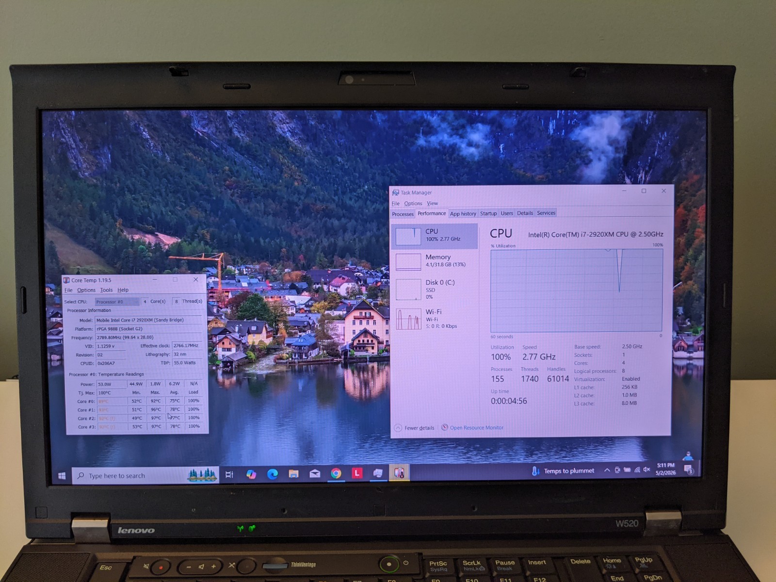 Lenovo ThinkPad W520 15.6” Laptop i7 Extreme 32GB RAM 500GB SSD Win 10 Pro