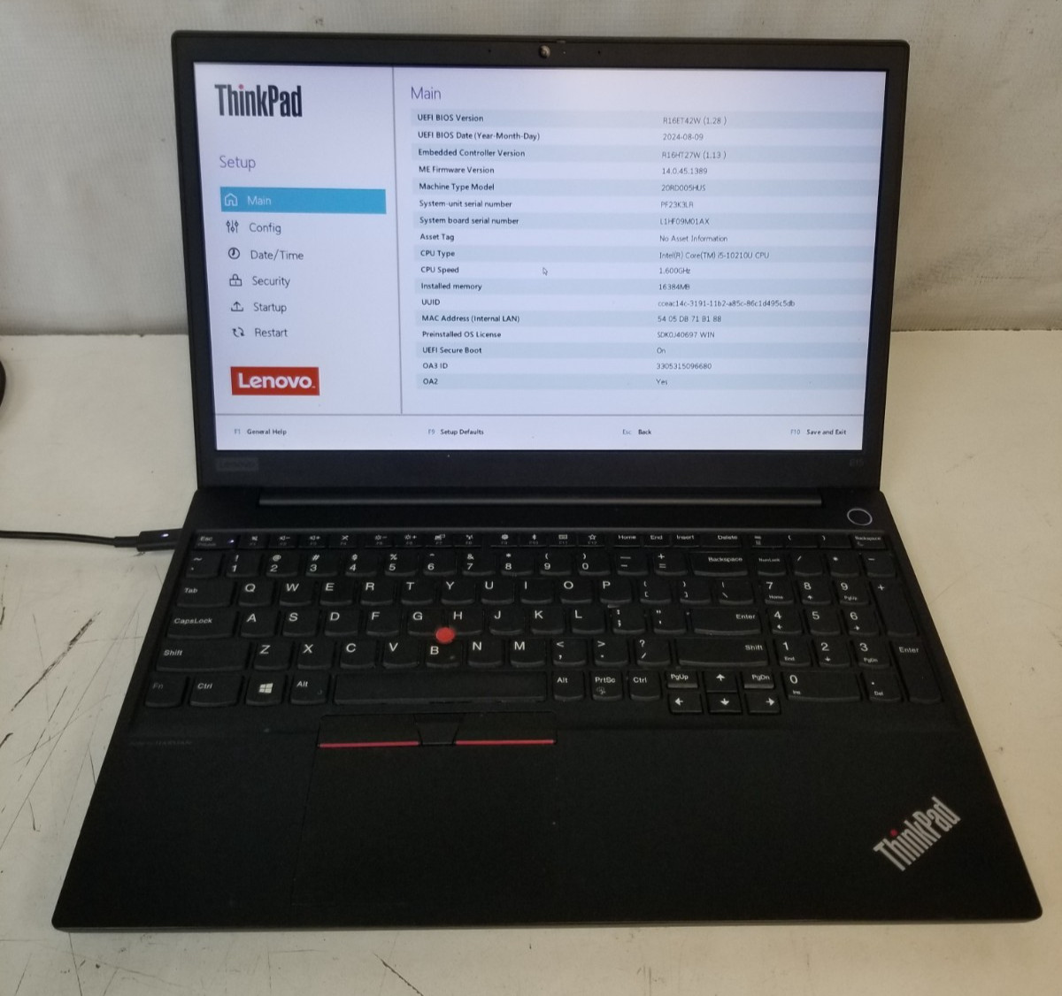 Lenovo ThinkPad E15 Intel i5-10210U 1.6Ghz 16GB RAM UHD Graphic No SSD/OS