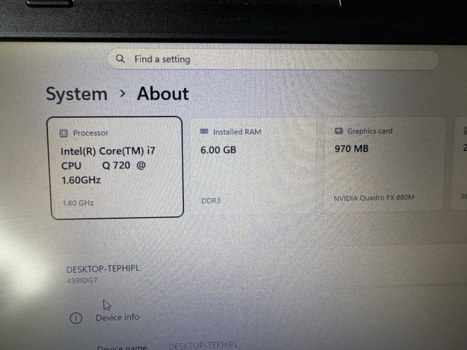 Lenovo ThinkPad W510 15.6″ Intel i7-Q720 1.60GHz 6GB 256GB SSD NVIDIA FX 880M