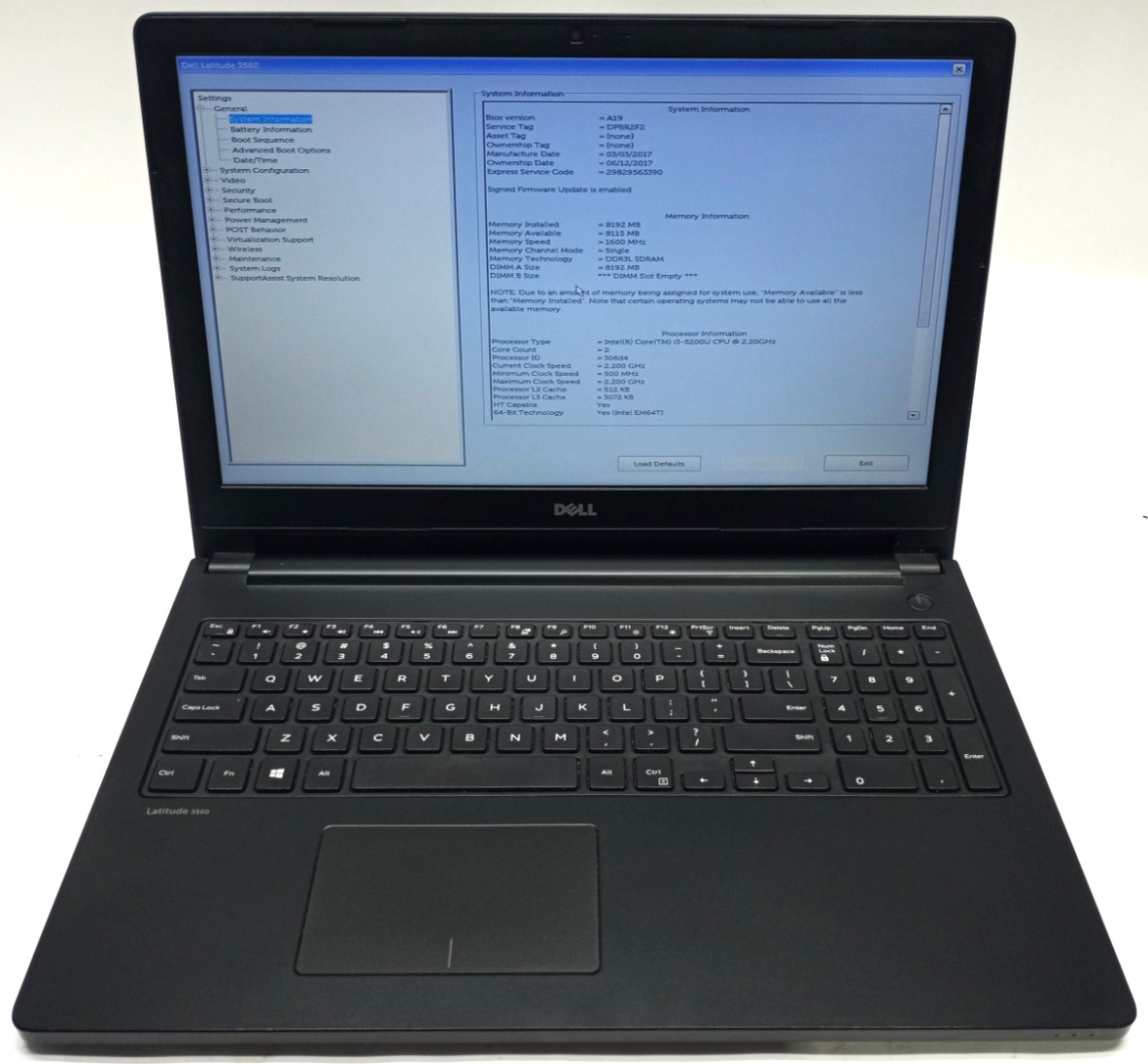 Dell Latitude 3560 15.6″HD i5-5200u@2.20GHz 8GB DDR3L RAM No HDD No OS MC670!