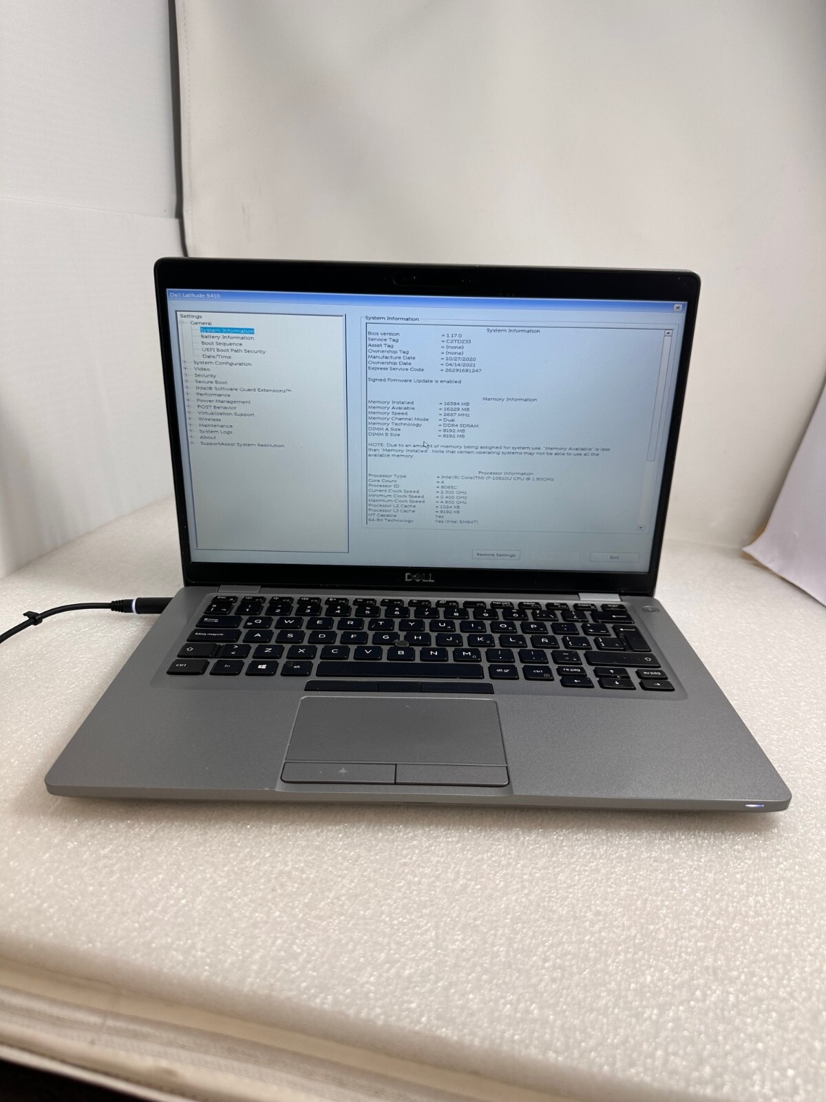 Dell Latitude 14″ 5410 Intel Core i7-10610U 1.80GHz 16GB Ram 512gb PCIe No OS