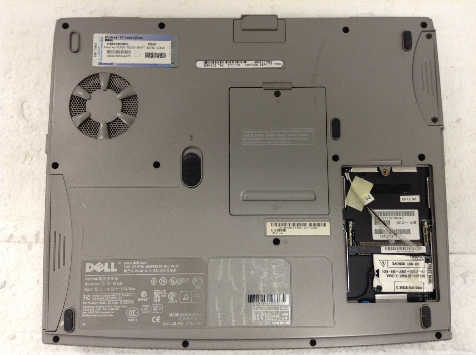 Vintage Dell Inspiron 5150 15″ Pentium 4 3.06GHz Laptop w/ 512MB, DVD-RW, No HDD