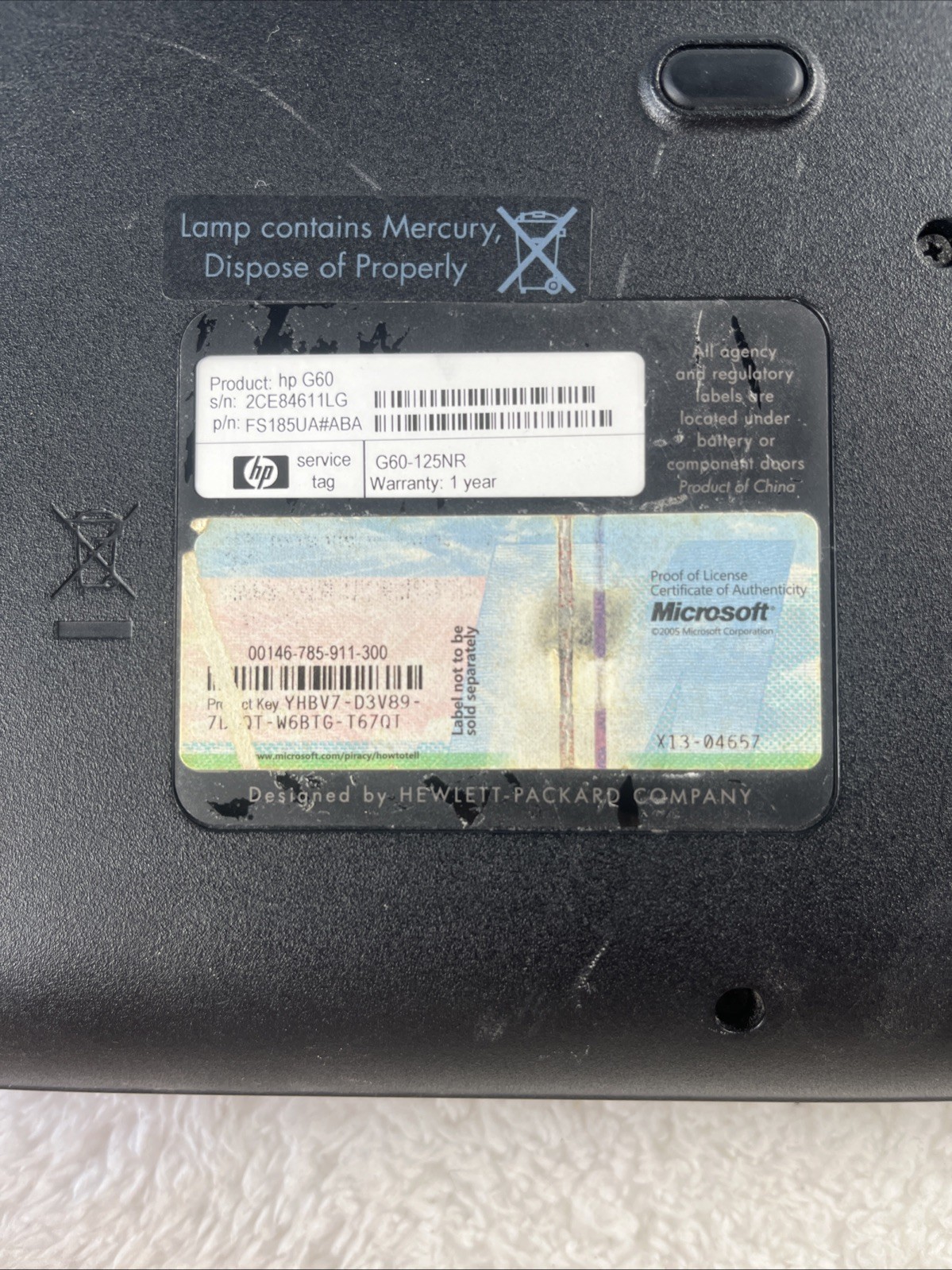 HP G60 Intel Pentium T4200 2.00GHz 3GB RAM No HDD