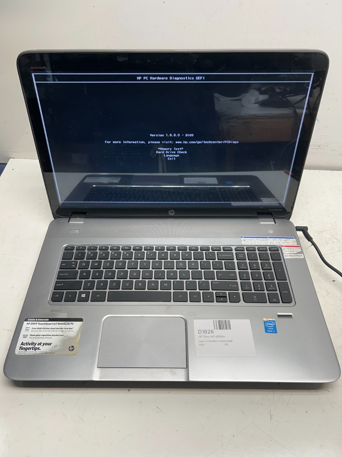 HP Envy m7-j010dx Intel i7-4700MQ 2.40GHz 8GB NO HDD