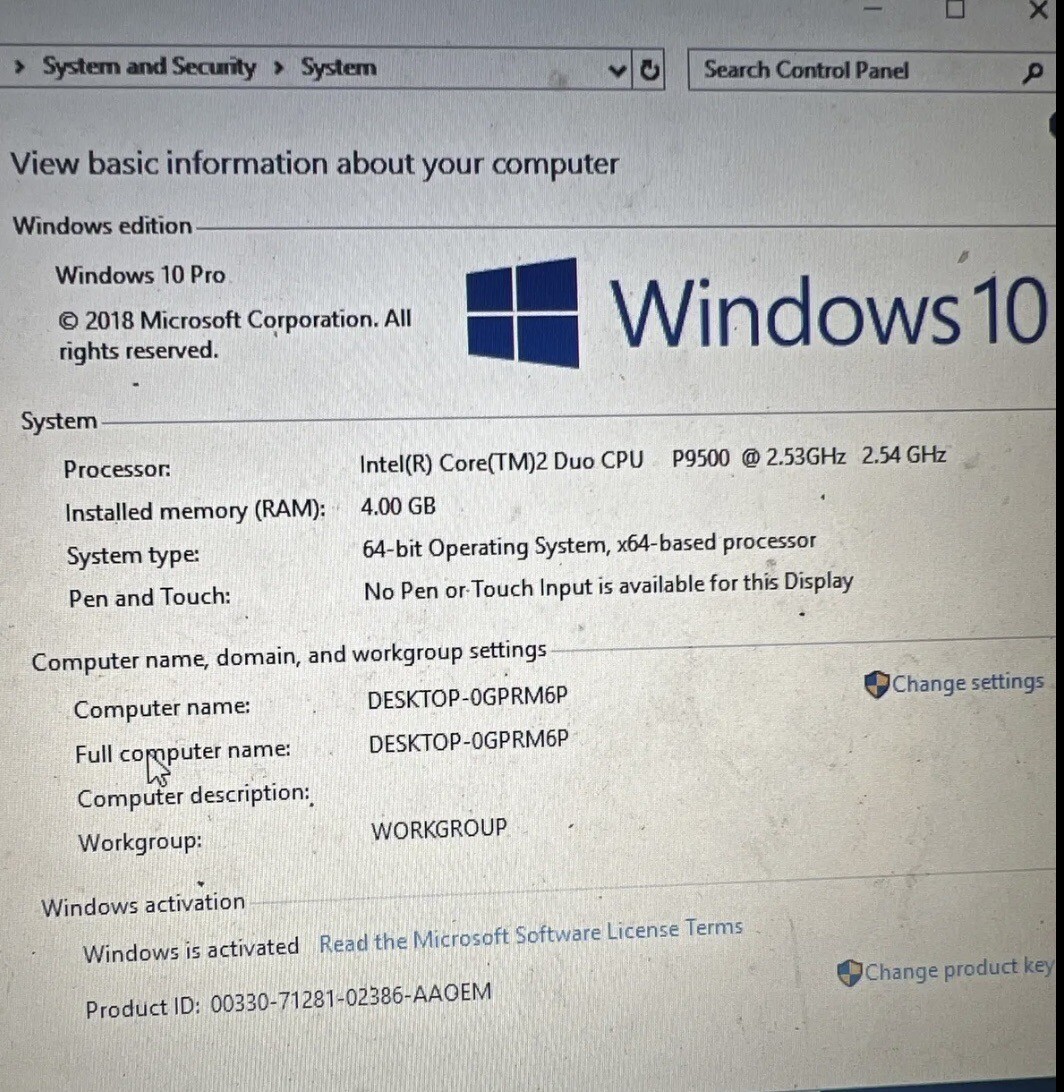 Dell Latitude E6400 Intel Core 2 Duo P9500 2.53GHz 4GB RAM 64 BIT HDD (AS IS)