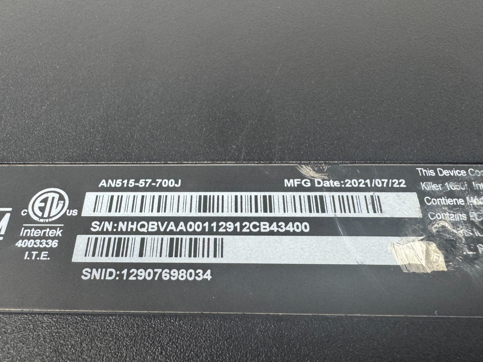 Acer Nitro 5 i7-11800H RTX 3050 Ti 16GB No SSD For Parts READ DESCRIPTION