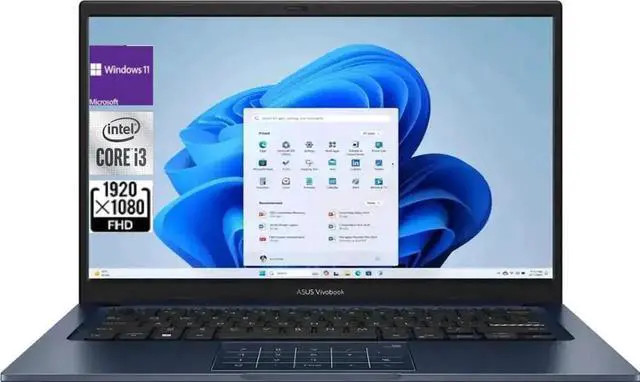 ASUS Vivobook 14 in FHD i3-1315U 8GB RAM 128GB SSD W11 Pro Quiet Blue
