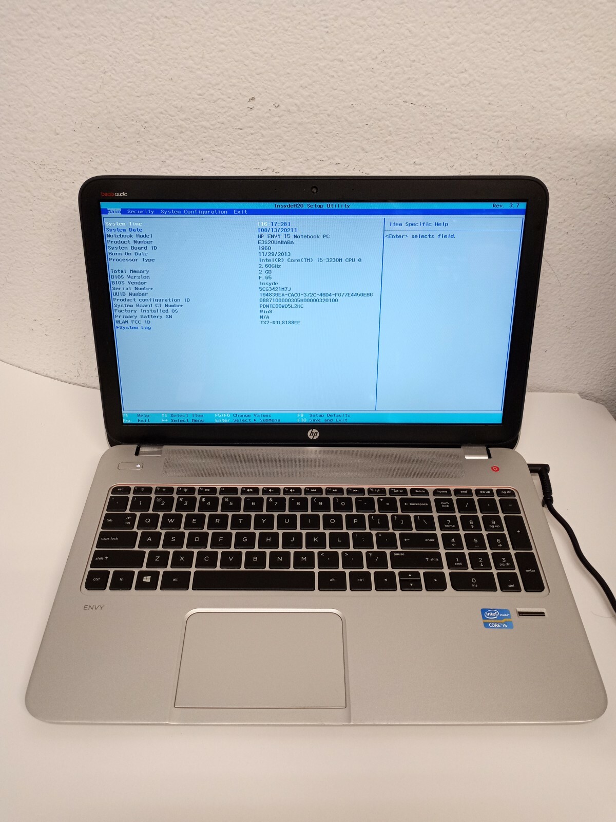 HP Envy 15 Intel Core i5-3230M 2.6GHz 2GB RAM NO HARD/OS *BIOS* *FOR PART AS IS*