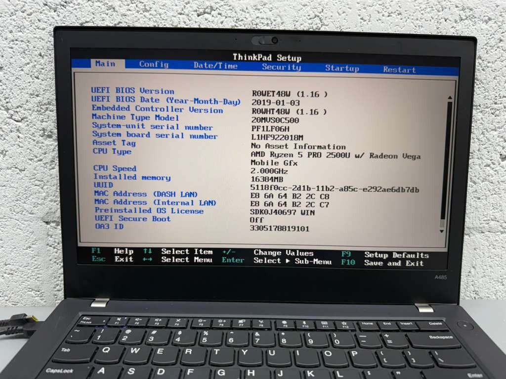Lenovo ThinkPad A485 Ryzen 5 Pro 2500U 14″ Laptop – Untested – For Parts