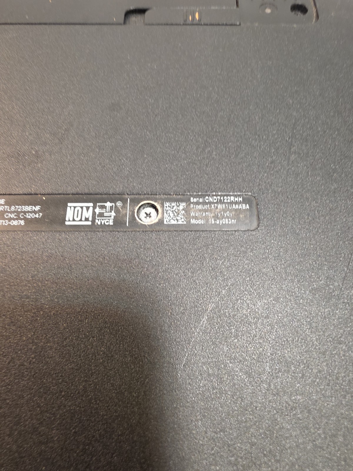 HP 15-AY083NR Laptop 15-inch, Intel Core I3 No Power Supply, Tested- Working