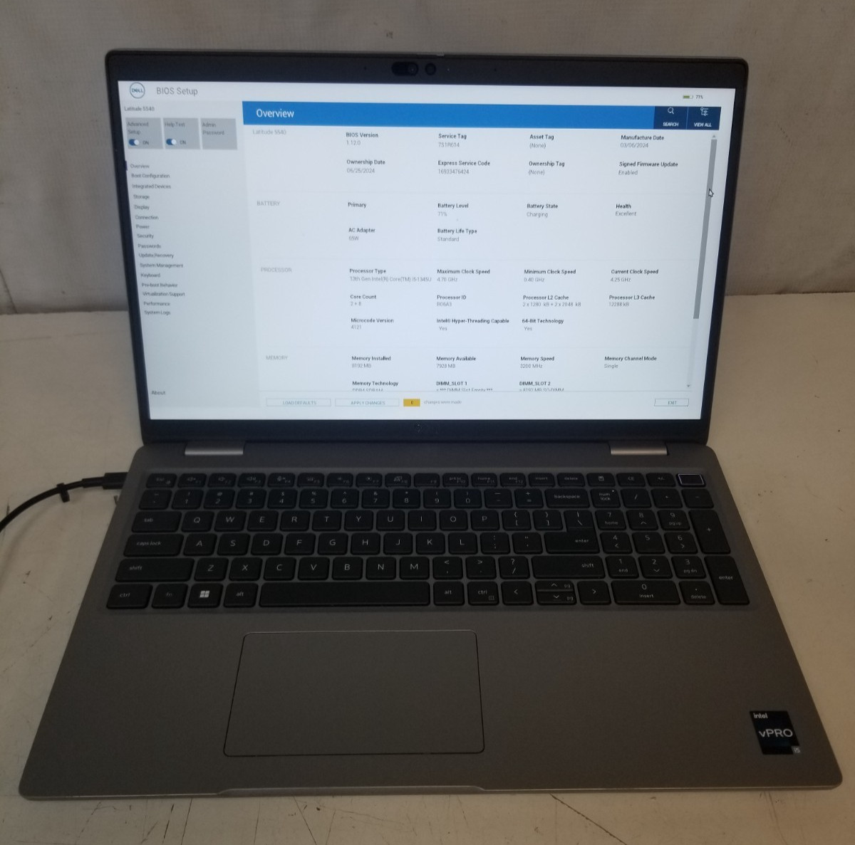 Dell Latitude 5540 / Intel Core i5-1345U 4.35GHz / 8GB RAM / NO SSD/OS