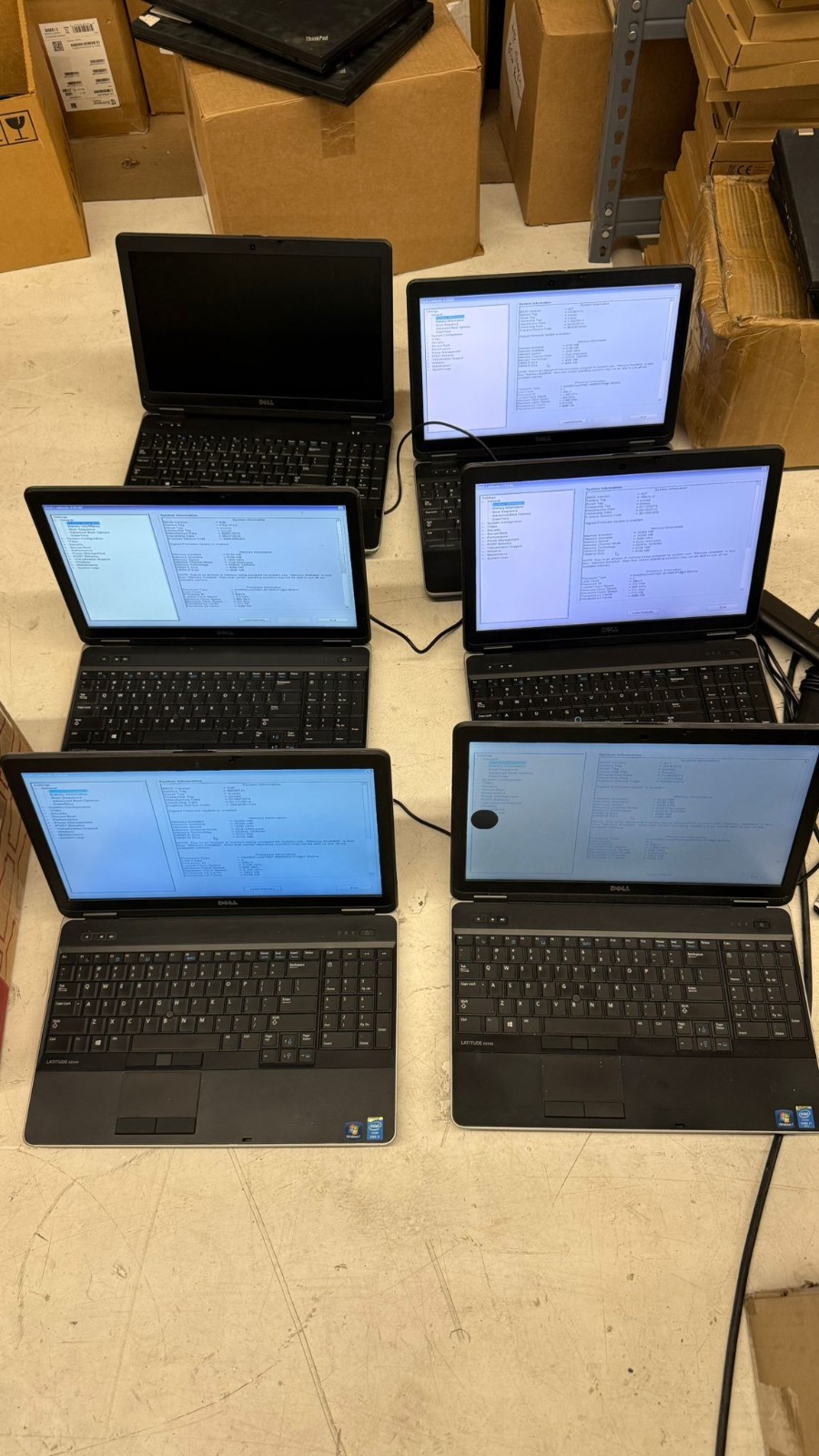 Lot Of 6 Dell Latitude E6540 Intel Core i7 4th Gen 8GB 128GB SSD Boots to BIOS