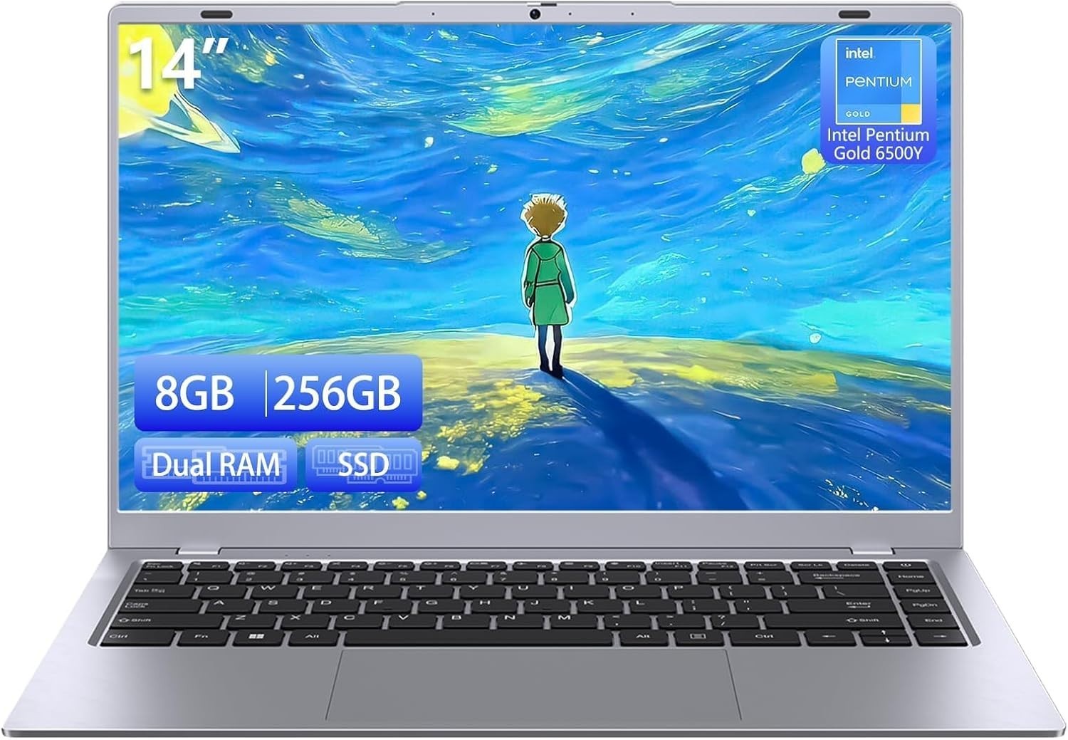 2026 Silver Laptop, Pentium Gold 6500Y ProcessorUp to 3.4GHz,8GB RAM 256GB SS…