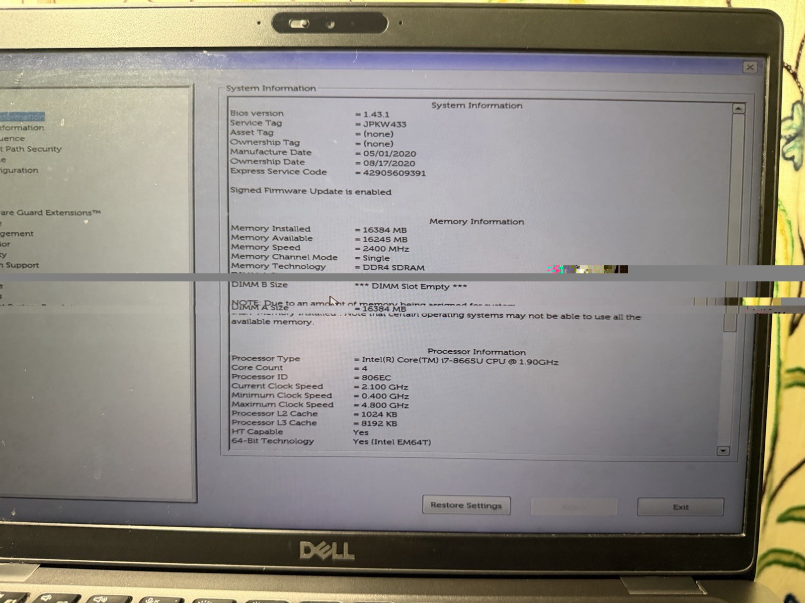 LOT OF 3 Dell Latitude 5400 14″ (i7-8665u 1.90GHz – 16GB RAM – 512GB SSD)