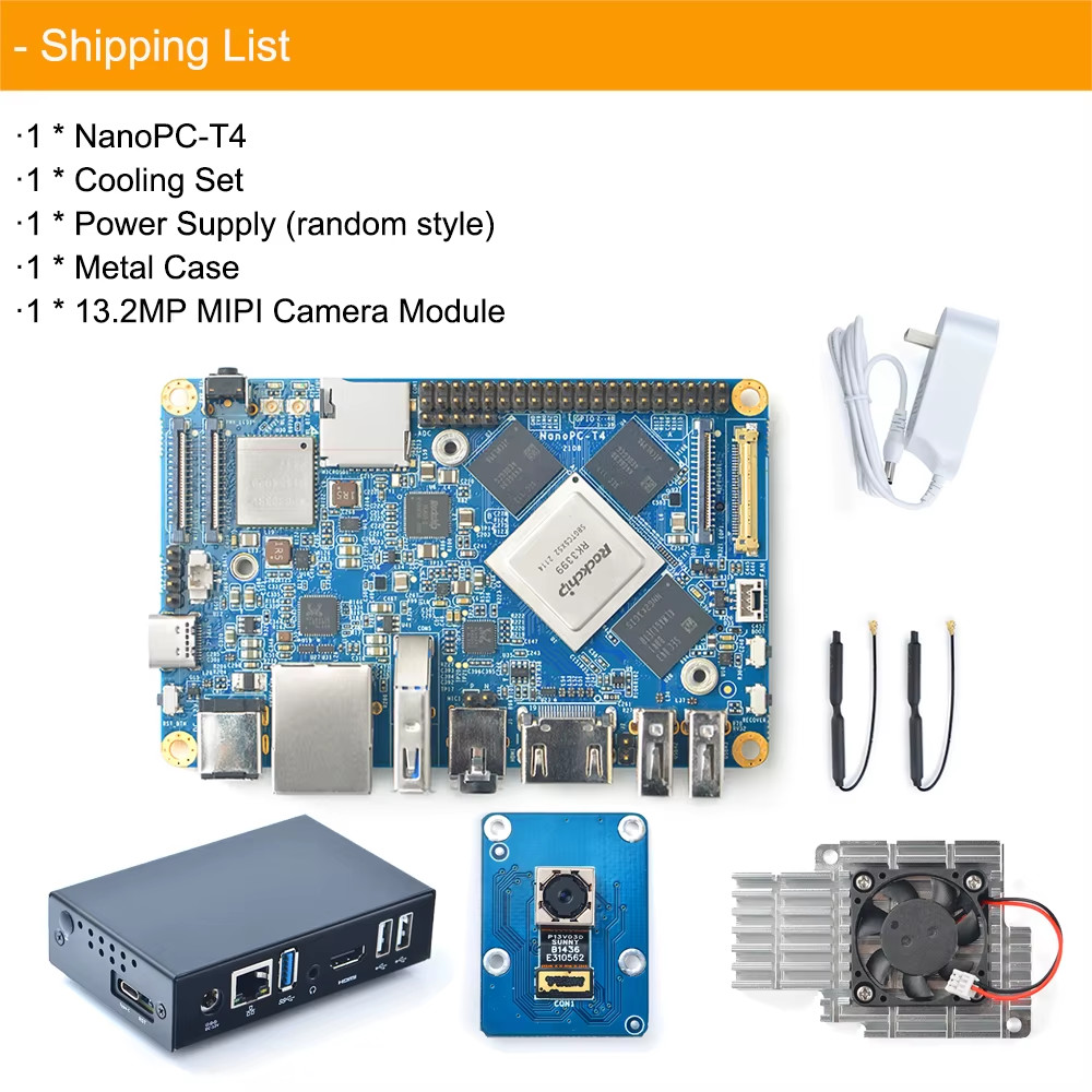 NanoPC-T4 ARM Development Board 4GB LPDDR3 RAM 16GB eMMC Rockchip RK3399 Dual-ba
