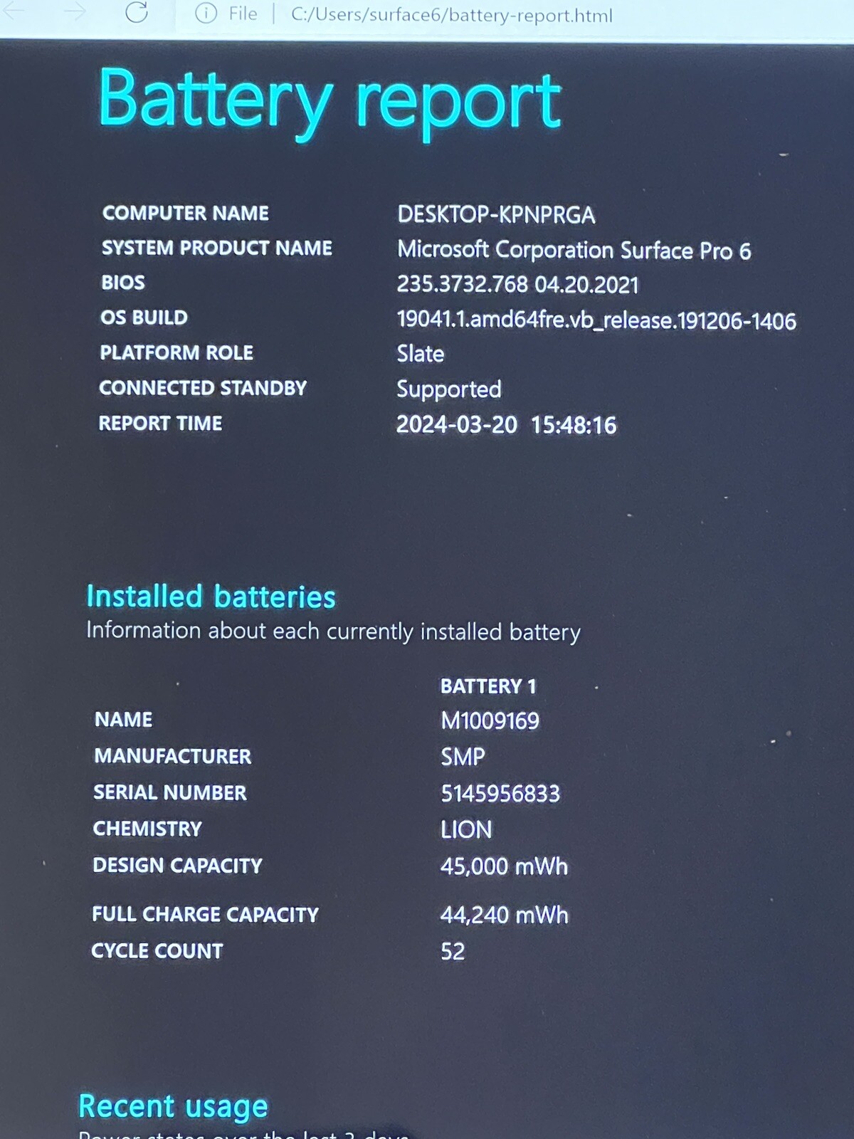 Microsoft Surface Pro 6 12.3in Intel Core i5 8GB RAM 128GB SSD 2 in 1 Laptop – P