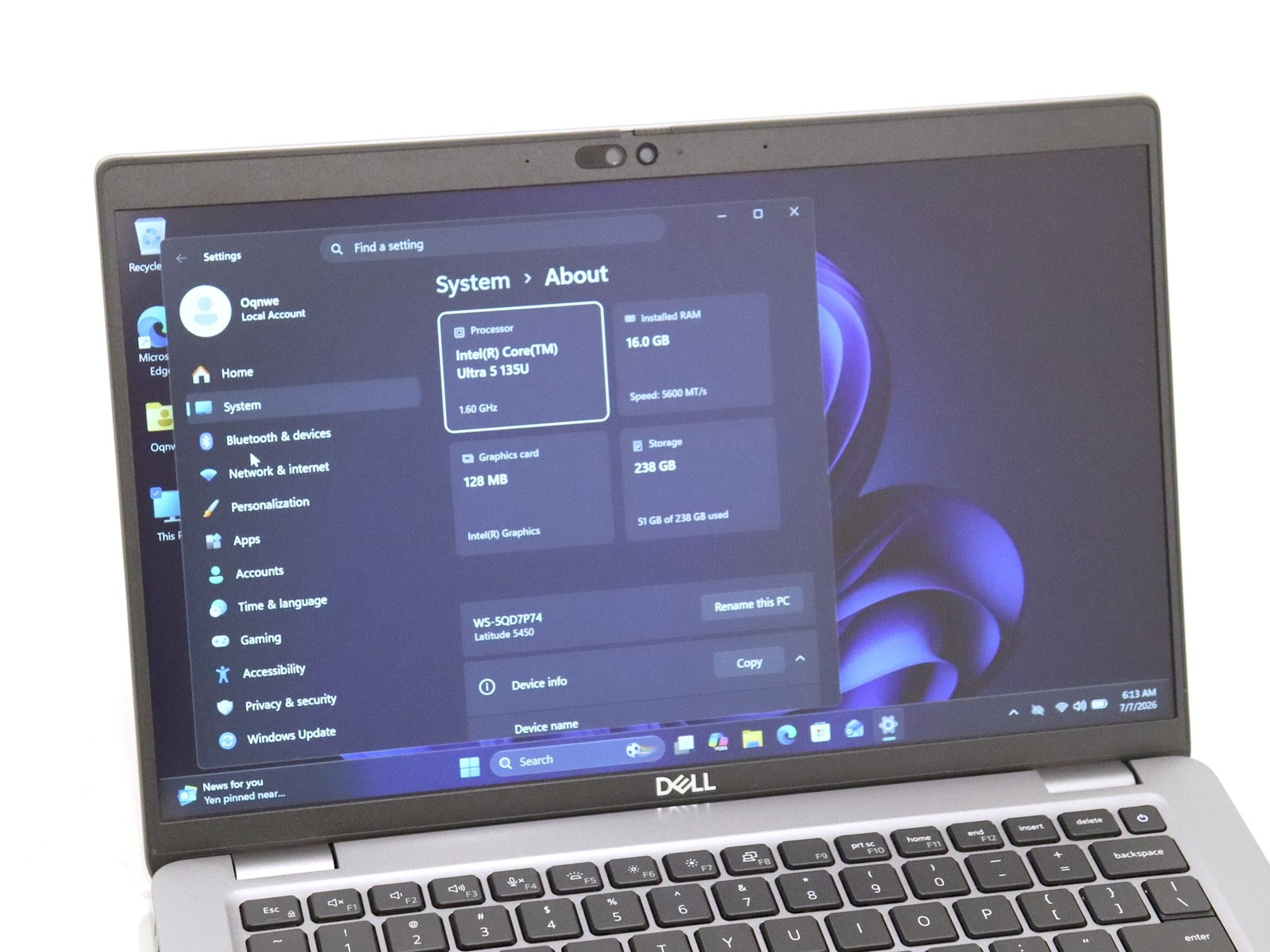 Dell Latitude 5450 14.0″ Touch Ultra 5 135U 16GB 256GB NVMe W11P ProSupport Plus