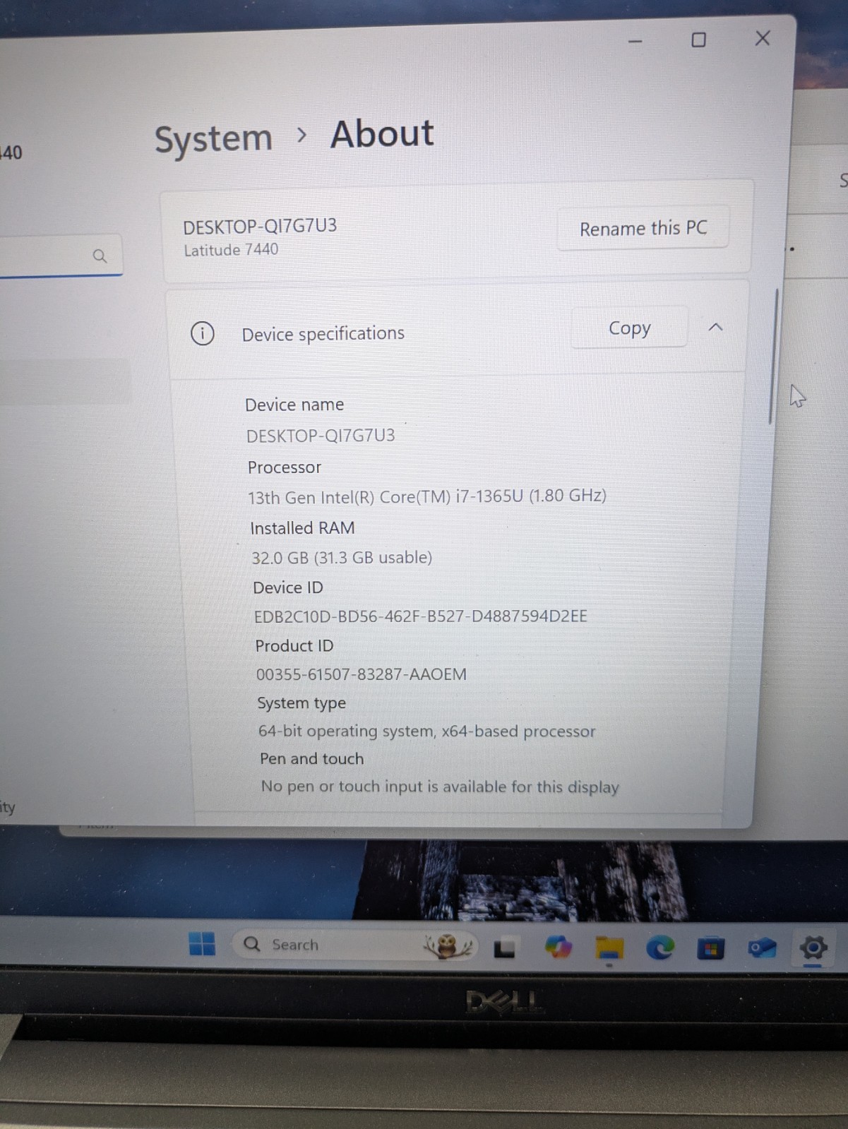 Dell latitude 7450 ultra 7 32gb ram 256gb ssd windows 11 64 bit