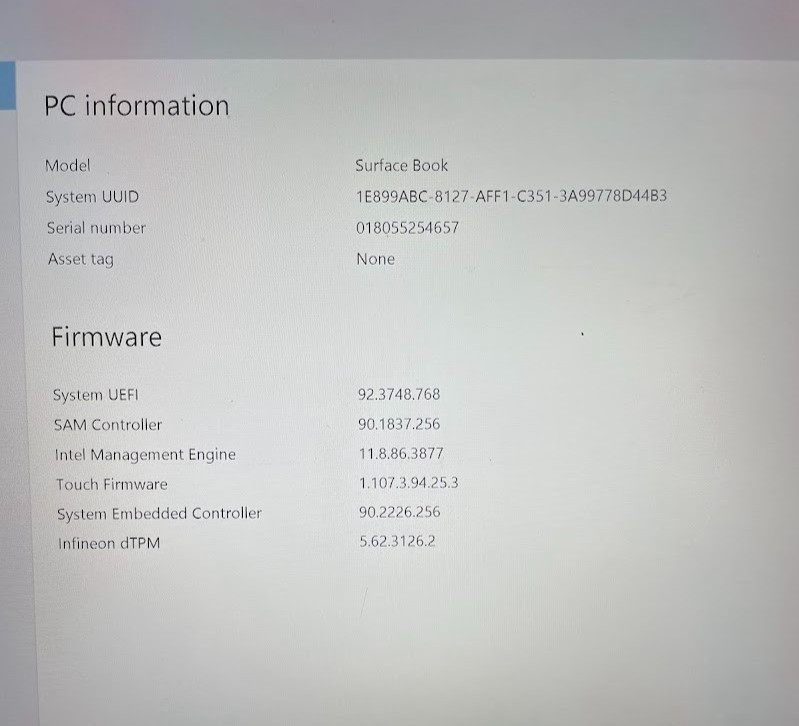 Microsoft Surface Book 1703 (READ DESC) – i5 6300u, 8GB RAM, 128GB SSD, Win 11