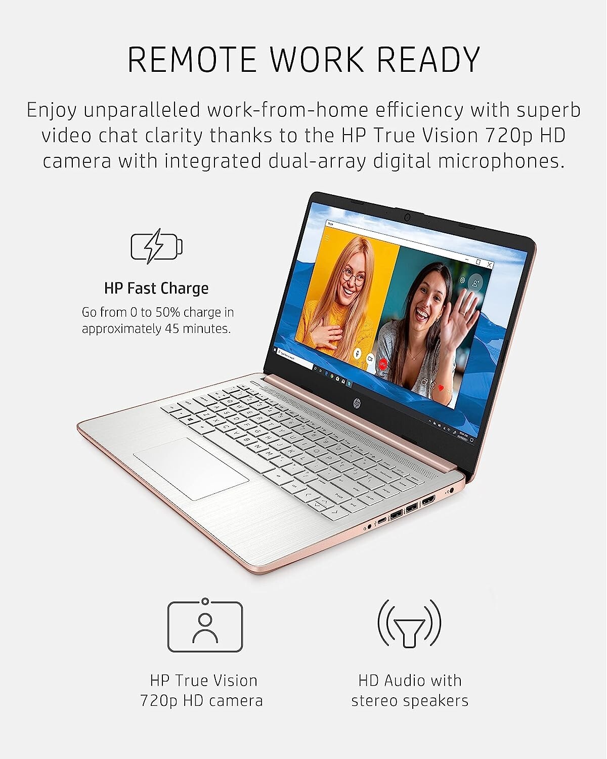 Newest HP Touch 14” Laptop Intel 2-Core CPU 16GB RAM 320GB (64+256) Win11 Rose