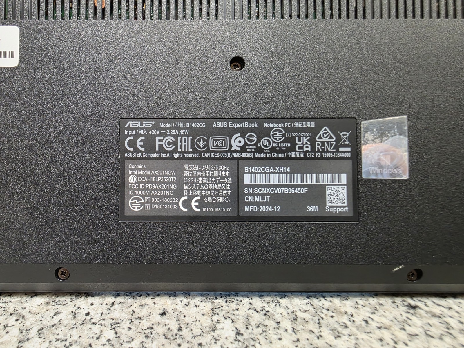 ASUS ExpertBook B1402 B1402CG Intel(R) N100 4GB RAM 128GB SSD