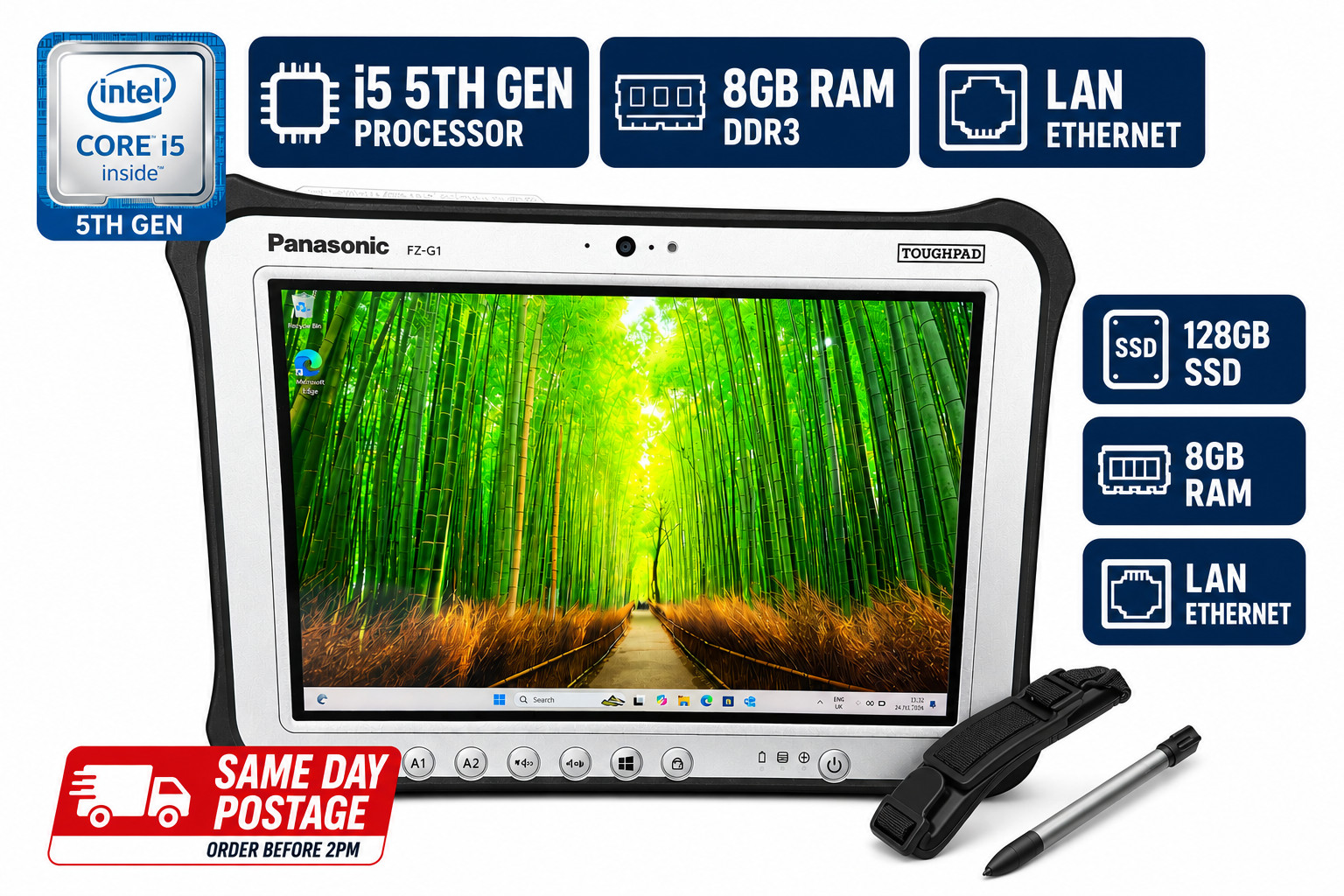 PANASONIC TOUGHPAD FZ-G1 i5 8GB LAN RJ45 A Grade 5th Gen 5300u 2.30ghz Tablet
