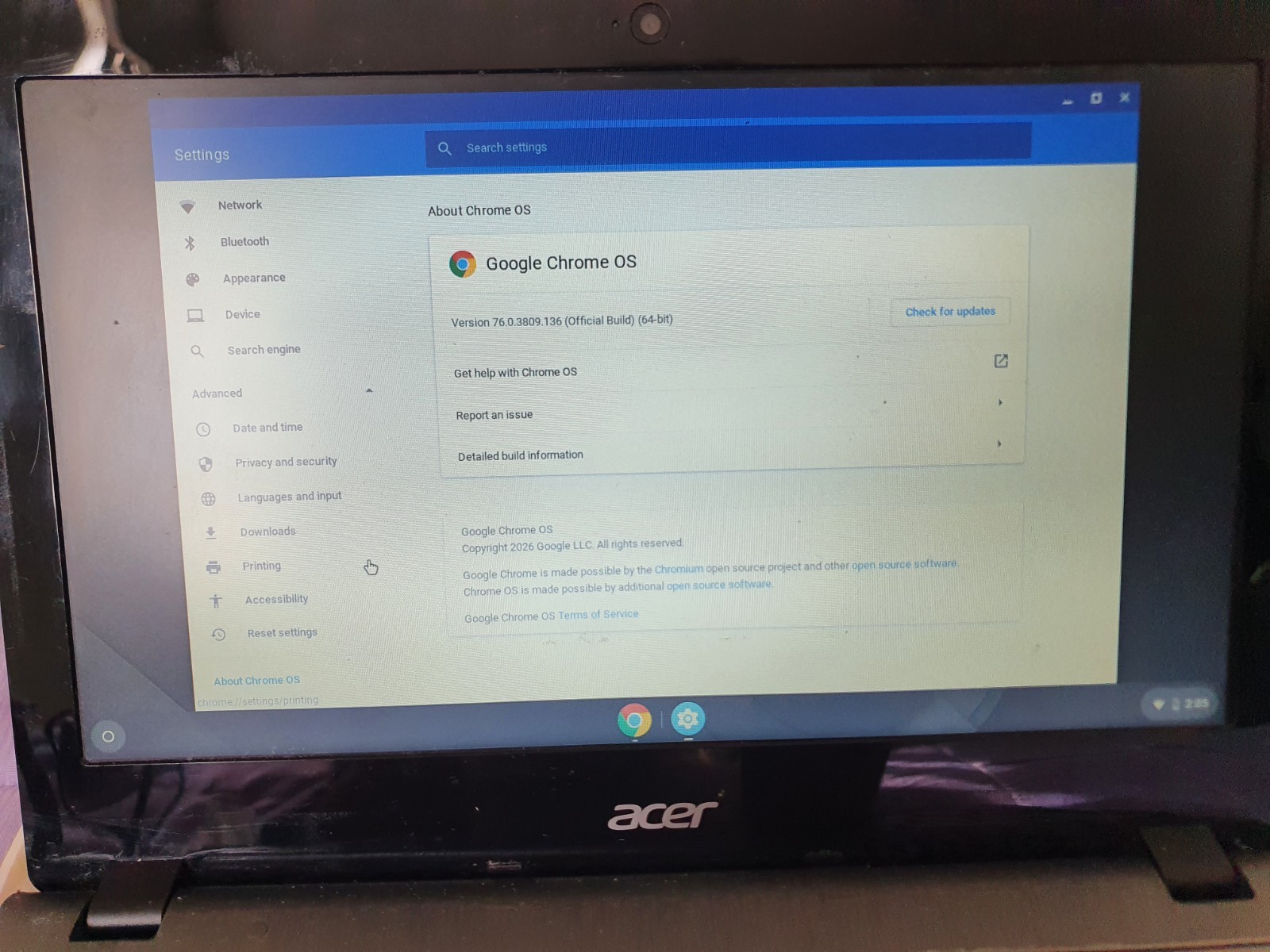 Acer C720 Chromebook C720-2844 11.6″ 16GB, , 1.4GHz, 4GB Gray OK Condition