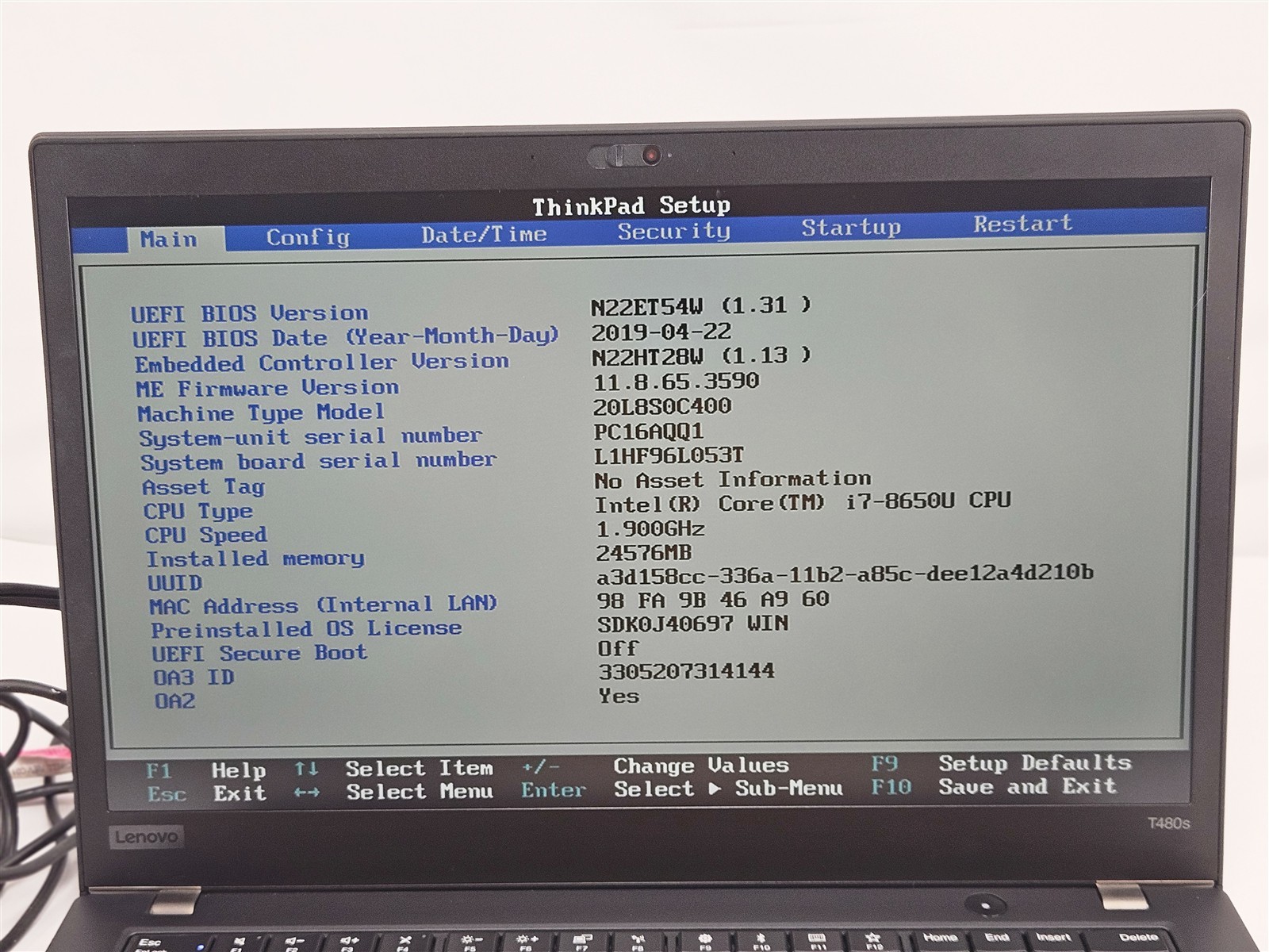 Lenovo 14″ ThinkPad T480s 24GB 256GB Intel Core i7-8650U Ultrabook No OS