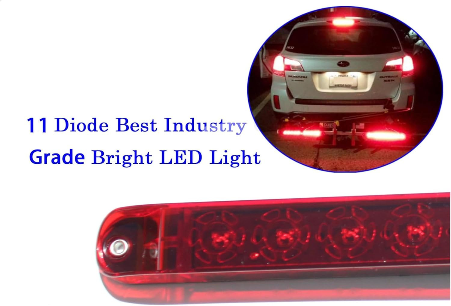 2PCS Red 17″ 11 LED Trailer Light Bar Sealed Stop Turn Tail Park Brake Light Tru