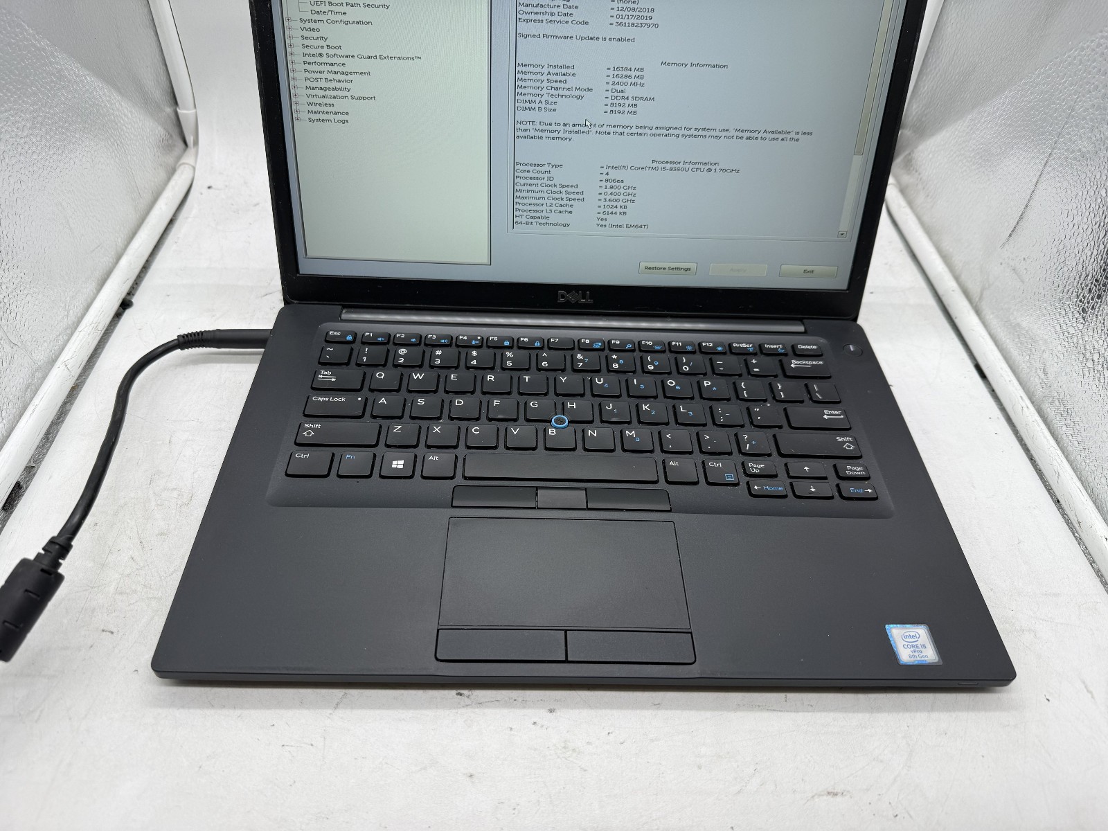 Dell Latitude 7490 14 inch, Core i5-8350U, 16GB RAM, NO SSD/Charger