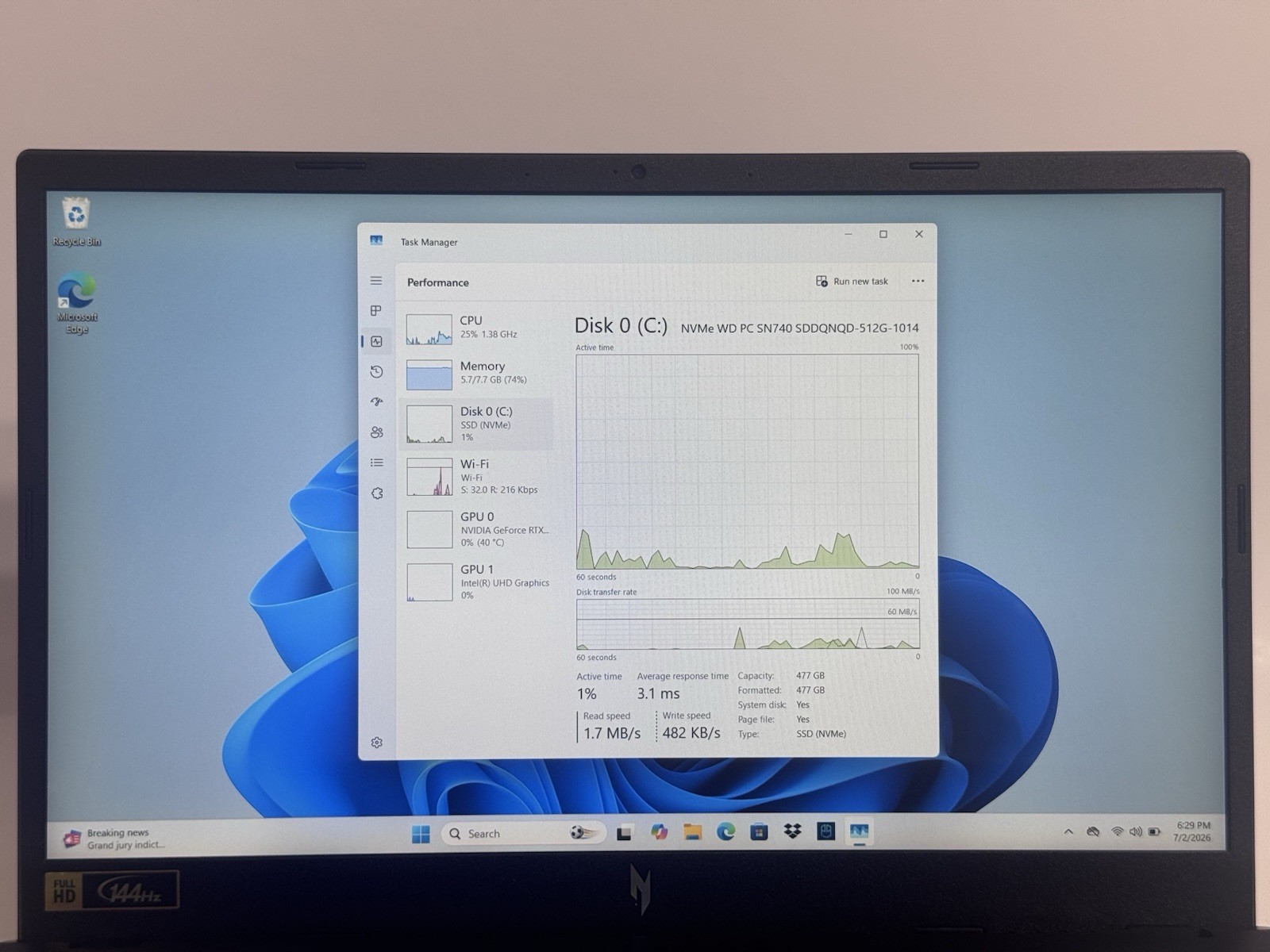Acer Nitro V 15 165Hz FHD i5-13420H 8GB 512GB SSD RTX 4050 READ
