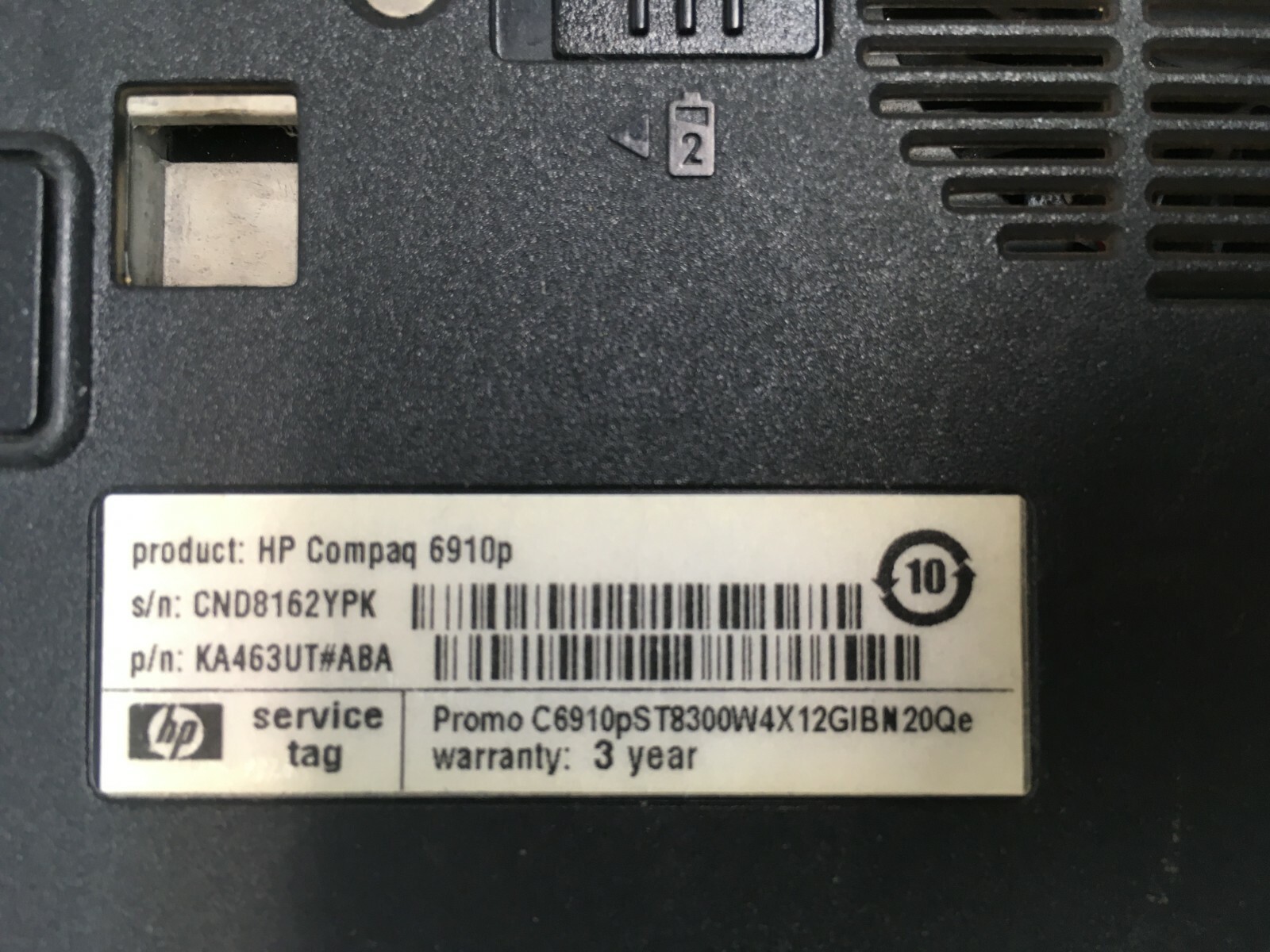 HP Compaq 6910p 14″ Laptop For Parts/Repair Powers on No Video NO HDD/RAM JR