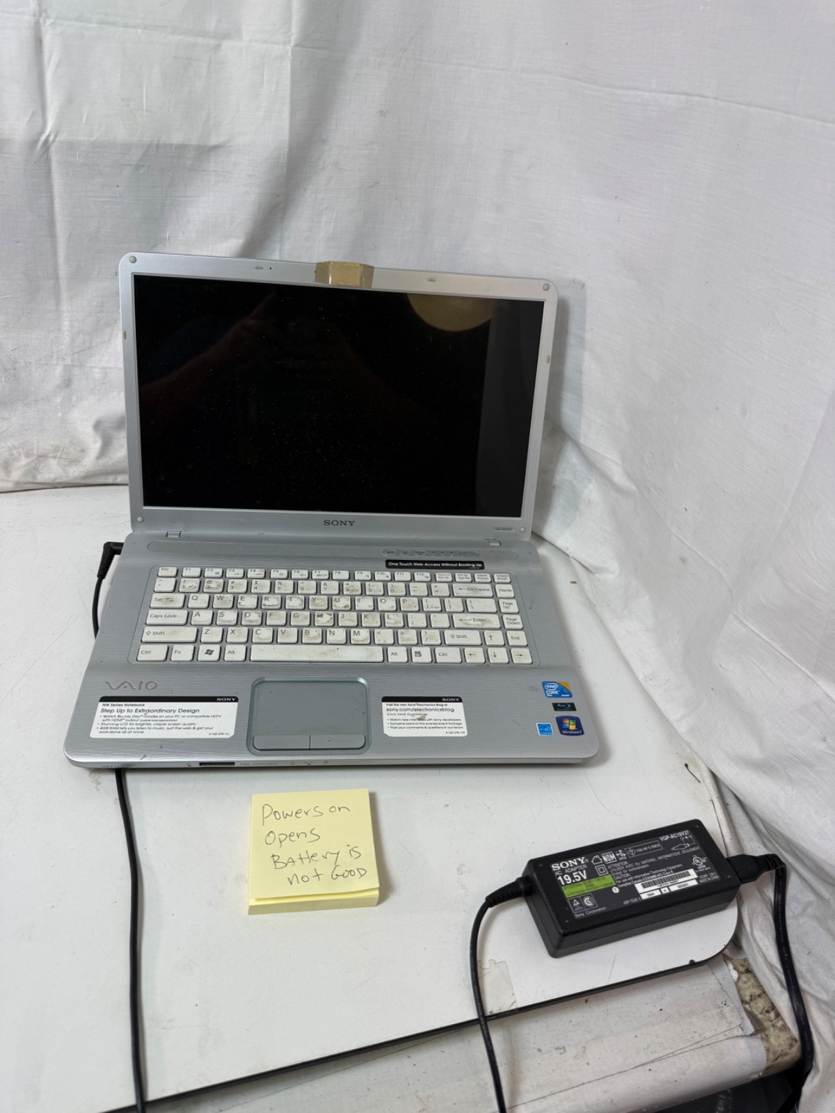 Sony VAIO PCG-7184L Laptop Silver NW Series Windows 7 For Parts/Repair As-Is