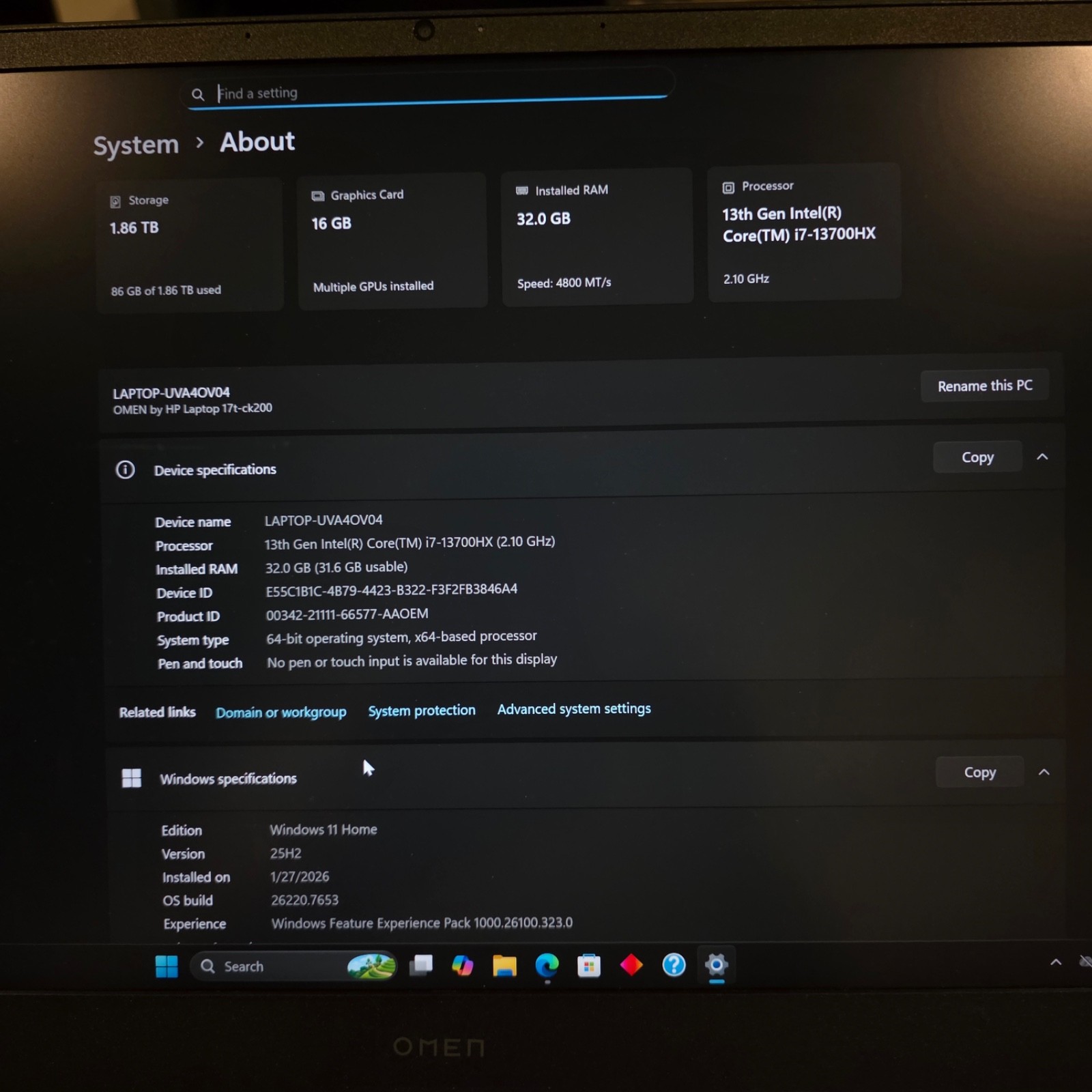 HP Omen 17.3″ 1440P 165Hz i7-13700HX 32GB 2TB SSD RTX 4090 175W 16G DDR6 Fast SH