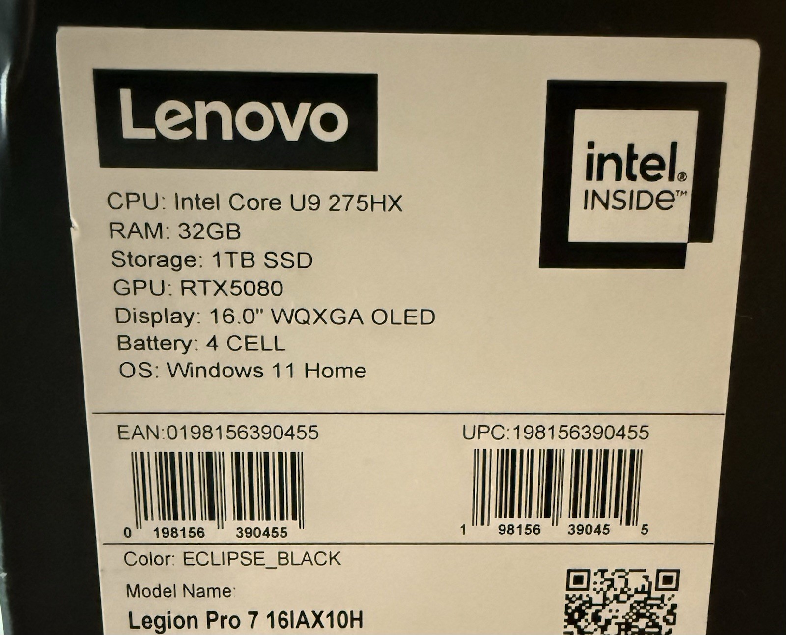 Lenovo Legion Pro 7i 16″ 2.5K OLED Laptop Intel Ultra 9 275HX 32 GB RTX 5080