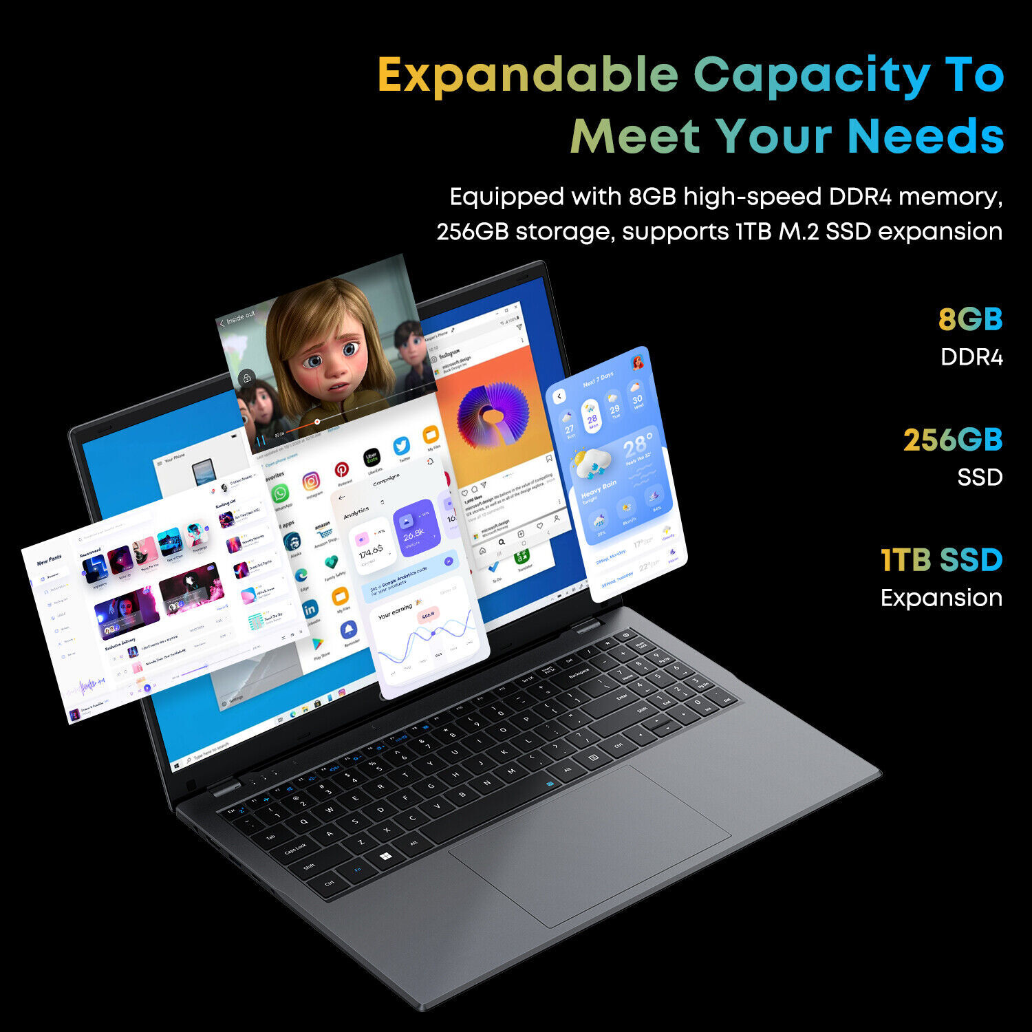 CHUWI 15.6in HeroBook Plus Laptop Windows 11 PC Intel Celereon N4020 8G 256G