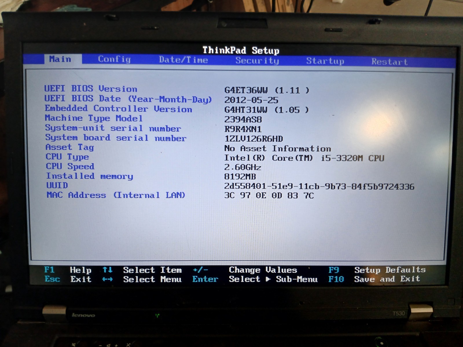 Lenovo ThinkPad T530 INTEL CORE i5-3320M 2.60 GHz 8GB 50GB HDD Win 10 #97