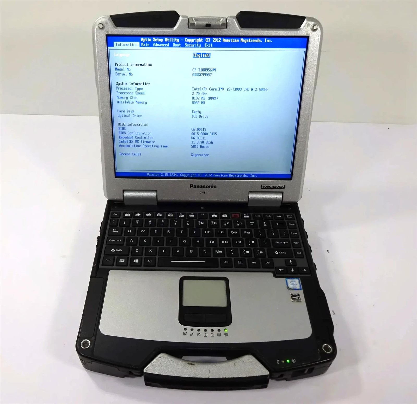 Panasonic Toughbook CF-31 MK6 Core i5-7300U 2.6GHz 8GB RAM – No HDD