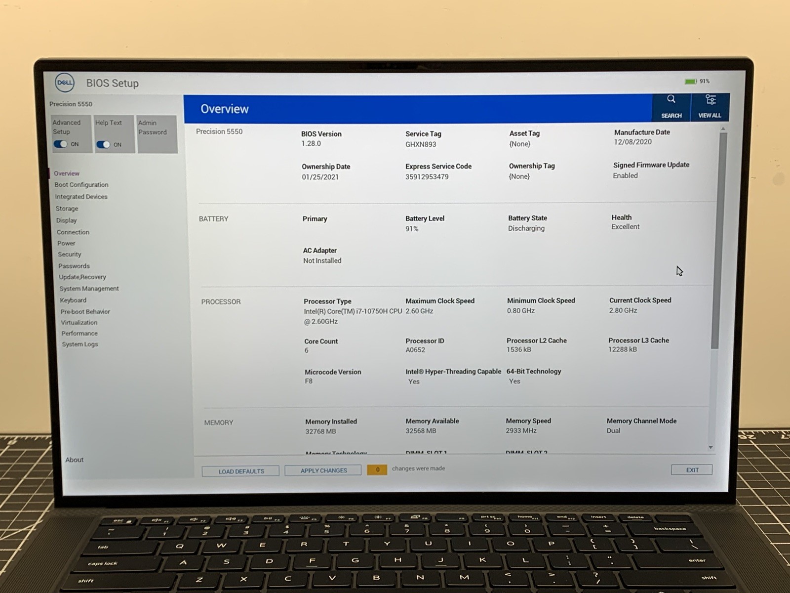 Dell Precision 5550 Core i7-10750H Quadro T2000, 32GB RAM, 512GB SSD | #P252