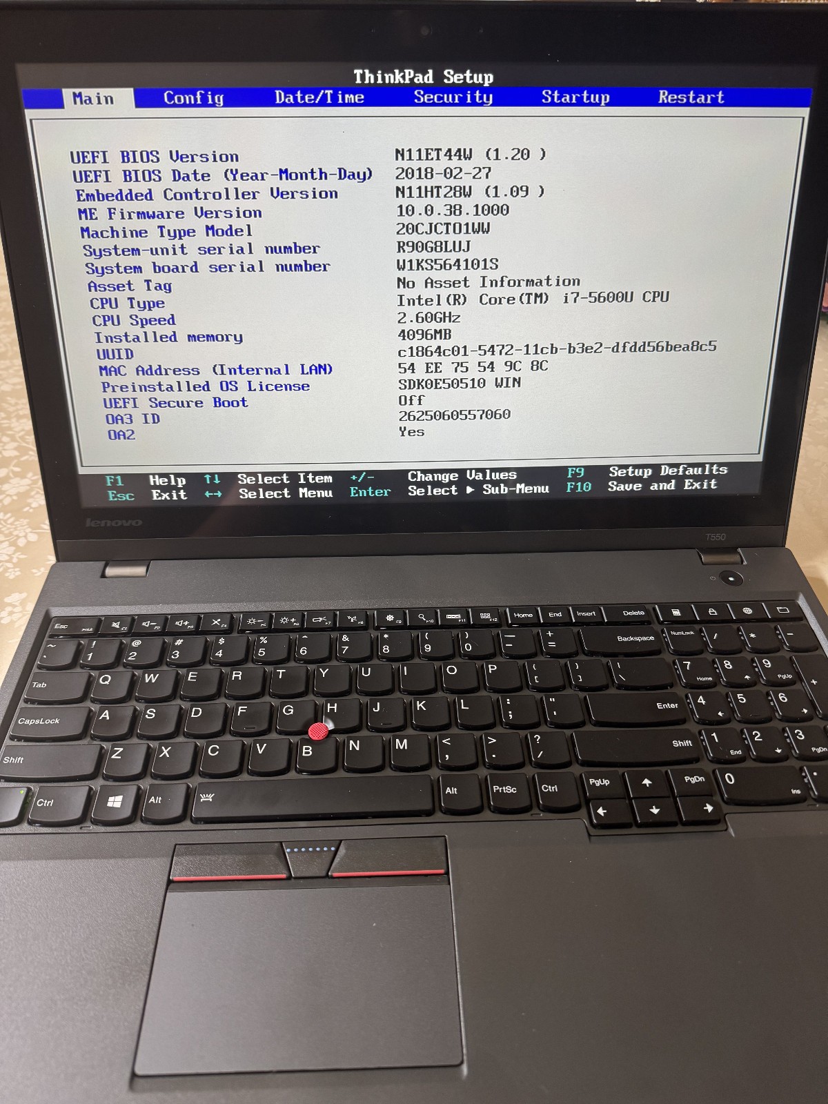 Lenovo Thinkpad T550 3K IPS Touchscreen Intel i7-5600U 2.6GHz 4GB RAM No HDD