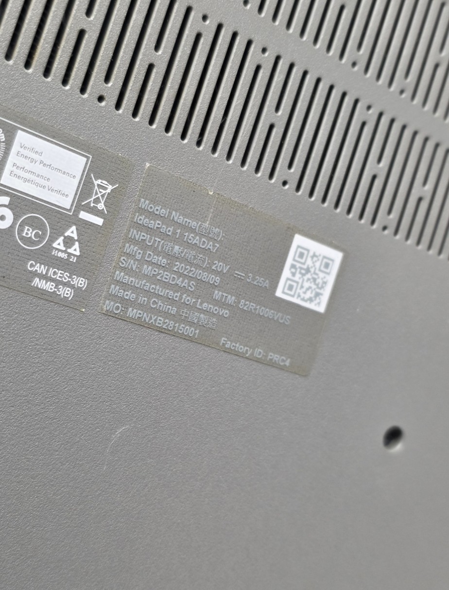 Lenovo IdeaPad 1 15AMN7 AMD Athlon Silver 7120U FOR PARTS NO CHARGER READ
