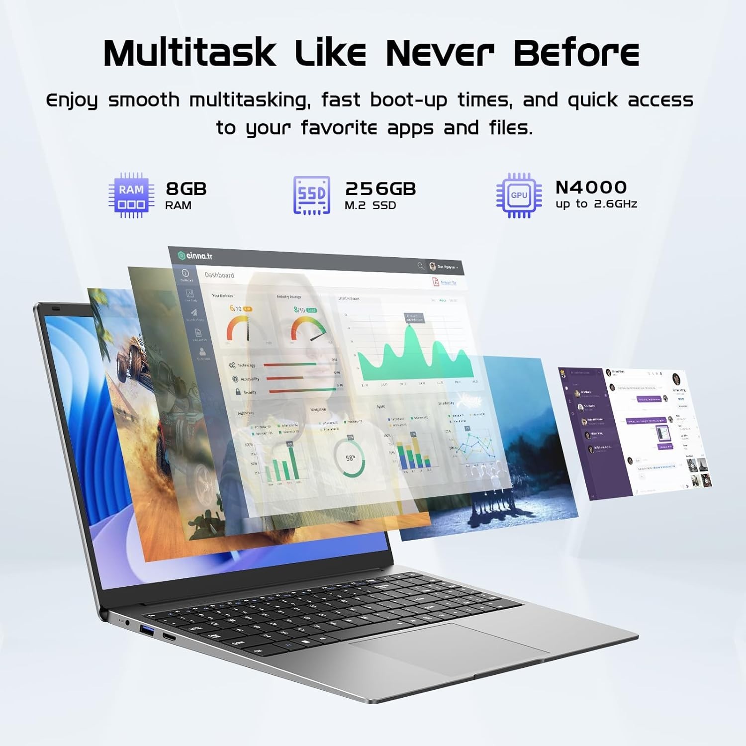Laptop Computer 15.6″ Win11 Pro Laptops 8GB RAM 256GB SSD,Ms Office 365, 100%…
