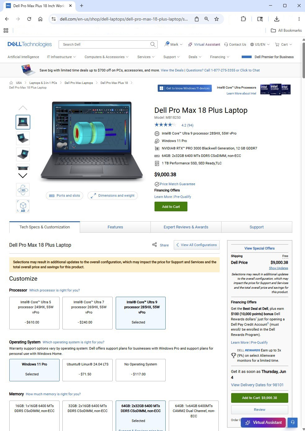 Dell Pro Max Plus MB18250 18 Mobile Workstation – Intel Core Ultra 9 285HX