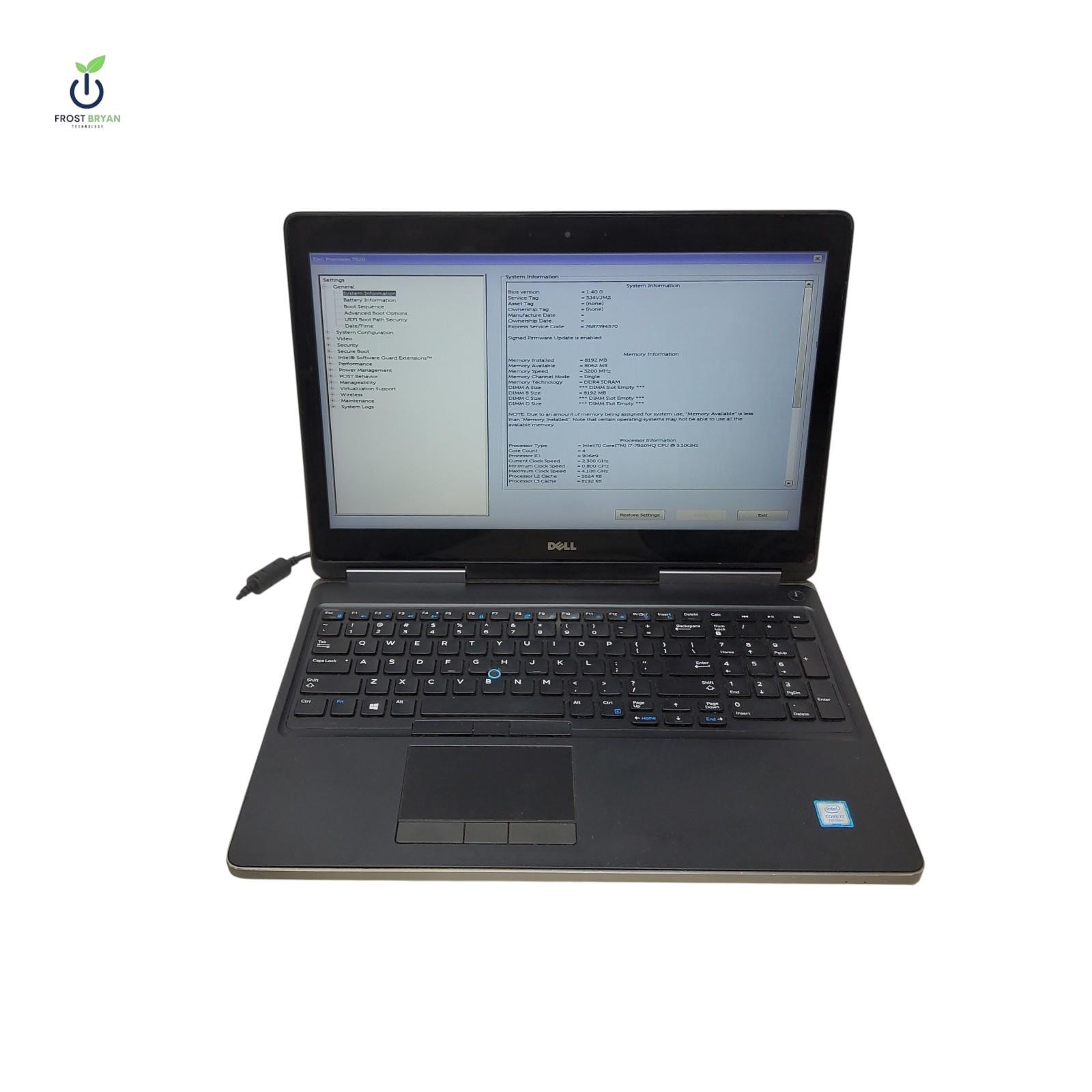 Dell Precision 7520 i7-7920HQ 8GB No SSD No OS Grade D [Defective]