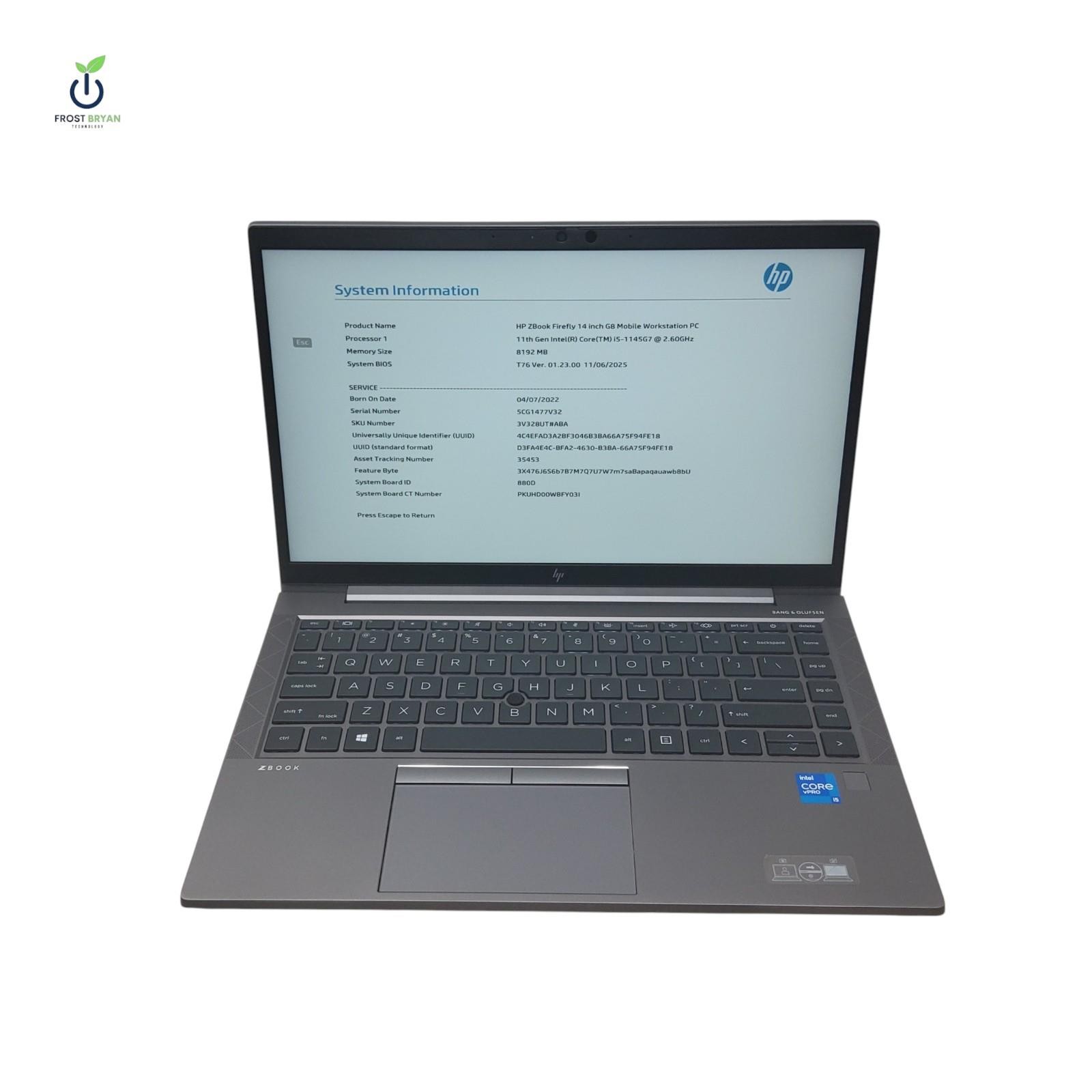 HP ZBOOK FIREFLY G8 14 i5-1145G7@2.60GHz 8 GB 256 GB No OS Grade C [READ]