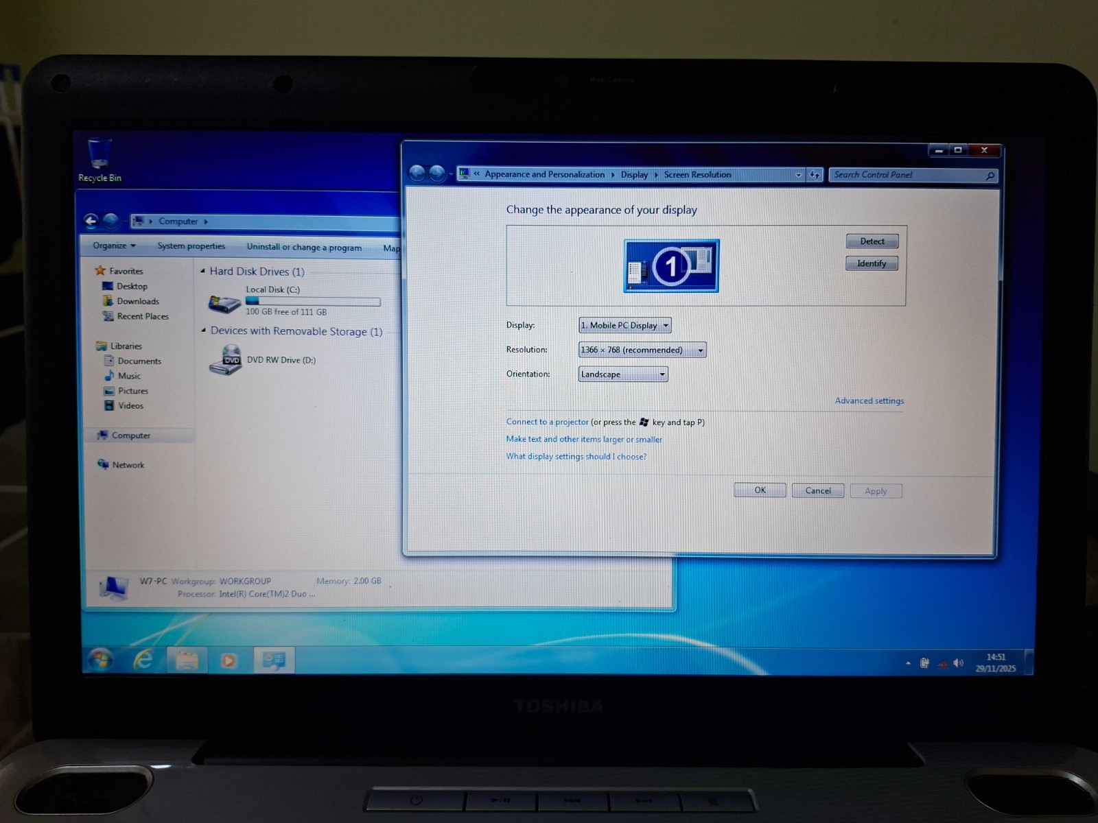 TOSHIBA SATELLITE PRO L500-1VW PSLS1E Laptop 15.6″ 2GB 120GB SSD Windows 7 HDMI