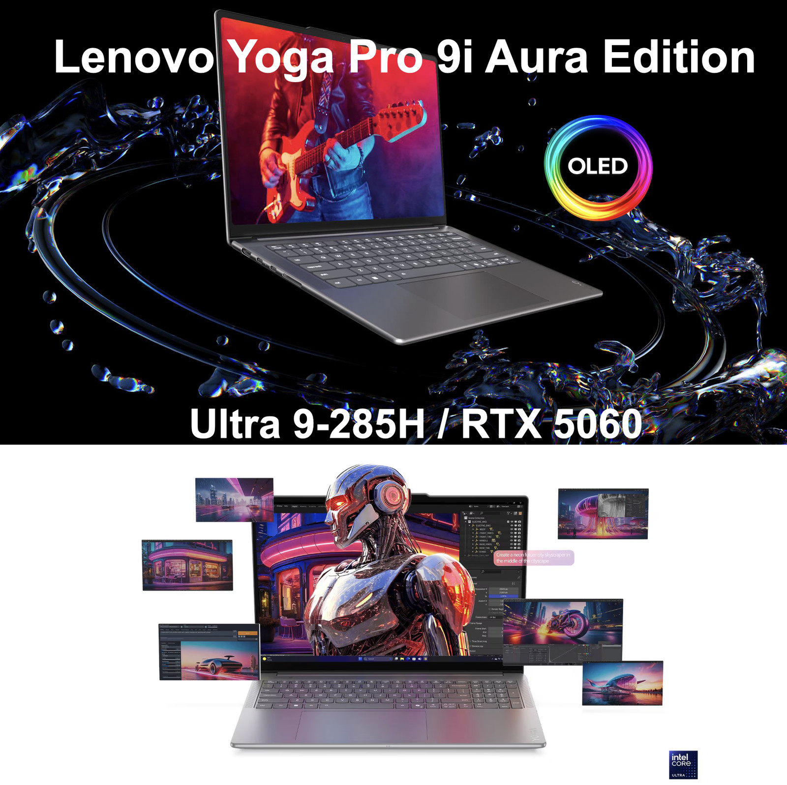 Lenovo Yoga 16″ 3200×2000 Ultra 9-285H 32GB RAM 1TB SSD RTX 5060 Windows 11 Pro